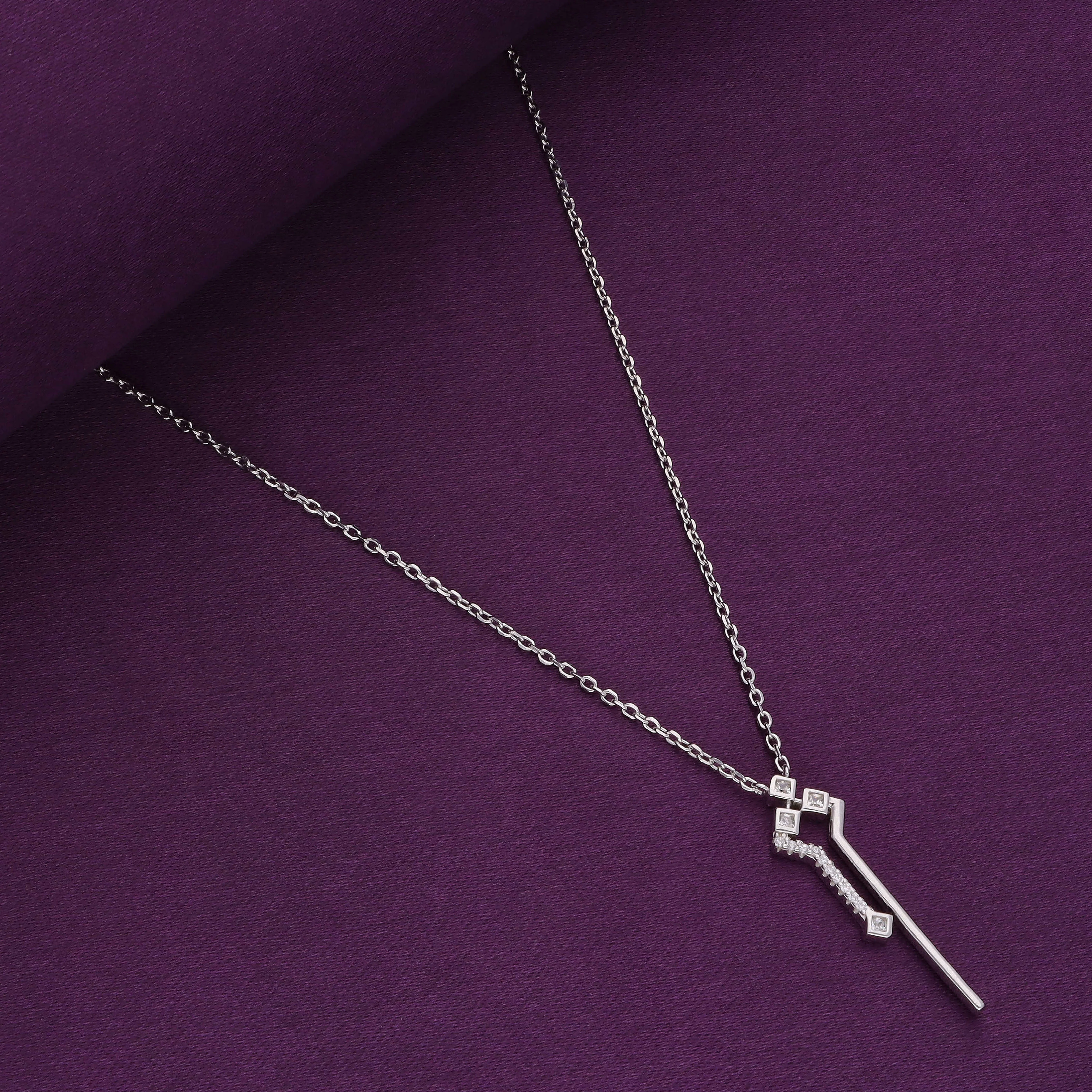 Stylish Abstract Zircon Casual Silver Necklace - Image 3