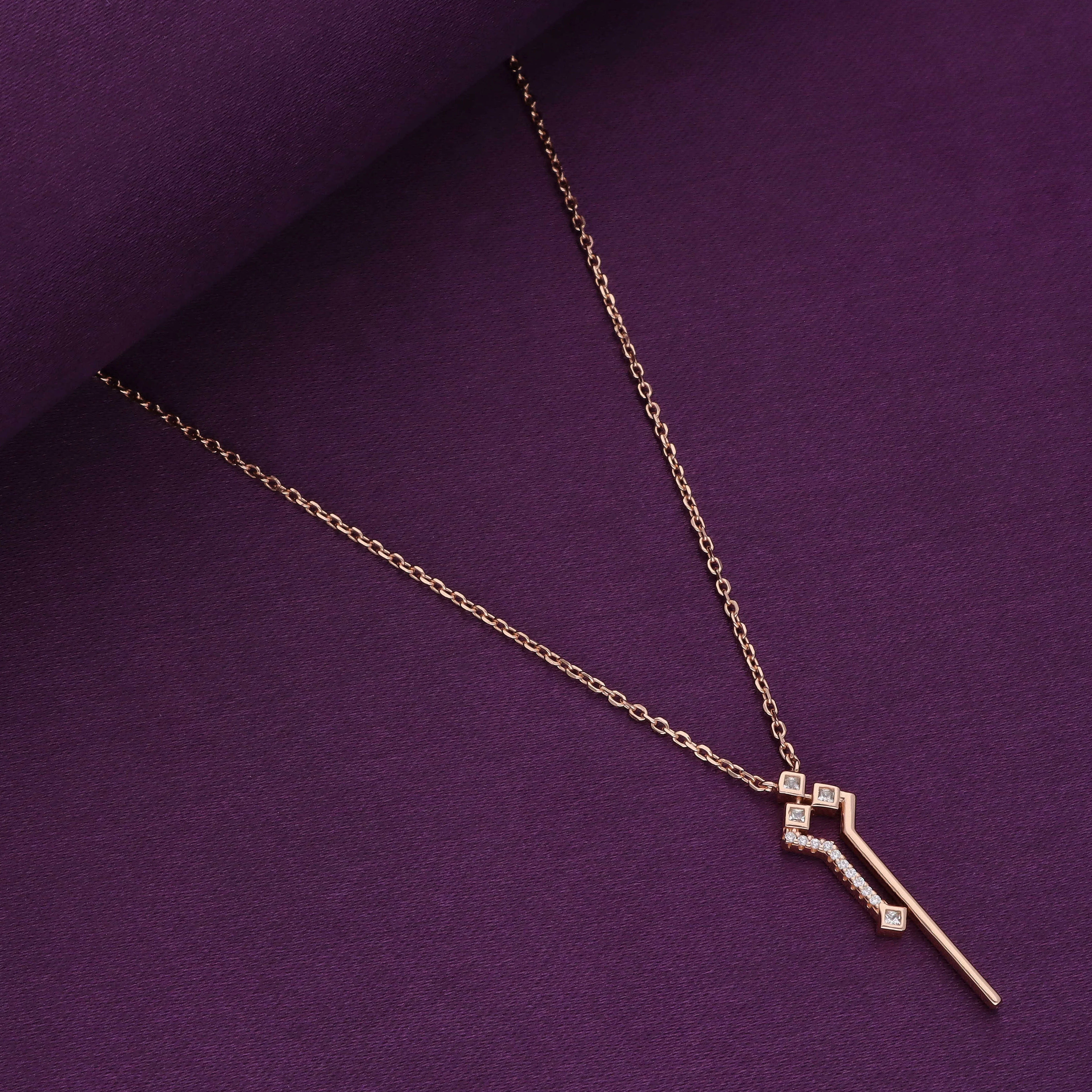 Stylish Abstract Zircon Casual Silver Necklace - Image 4