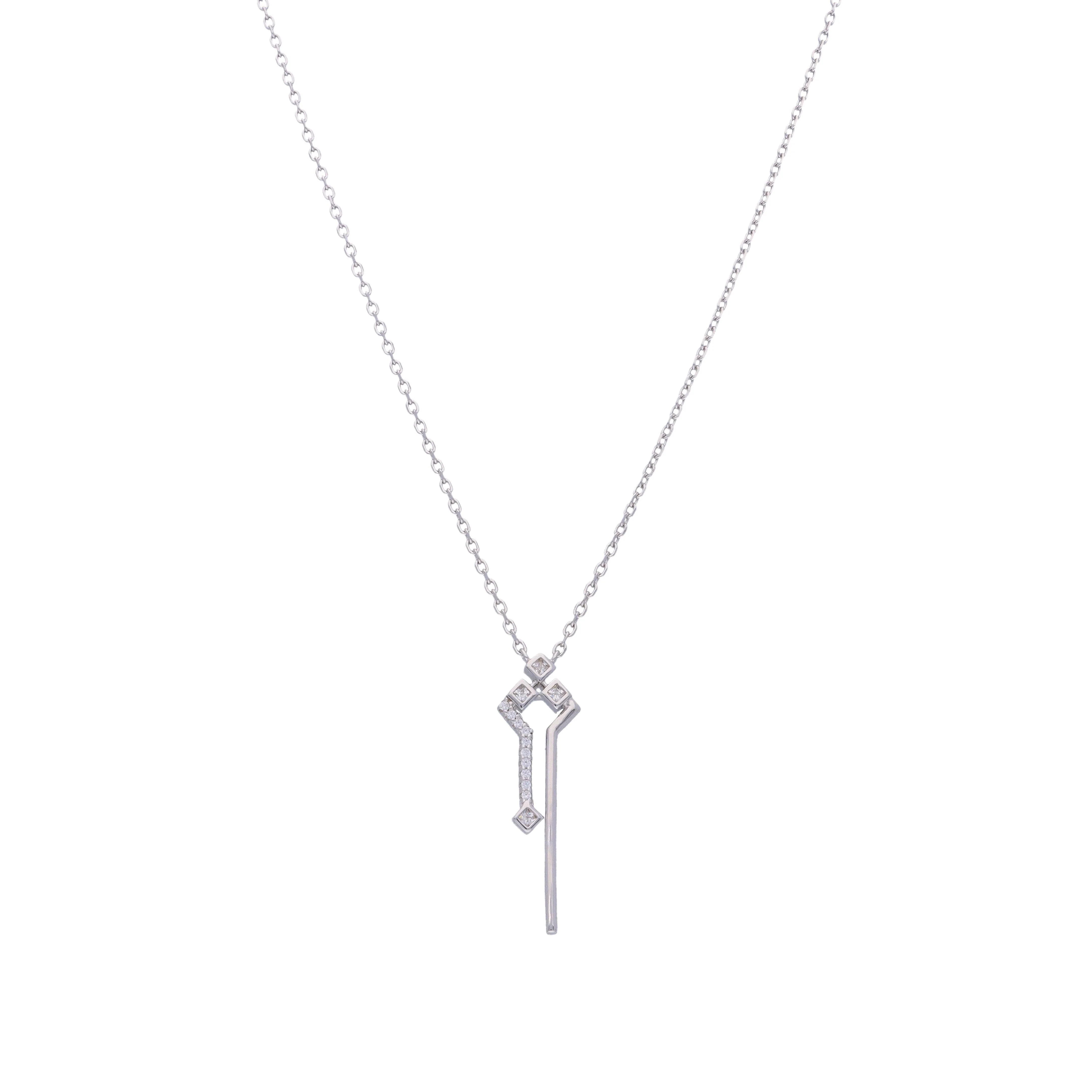 Stylish Abstract Zircon Casual Silver Necklace - Image 5