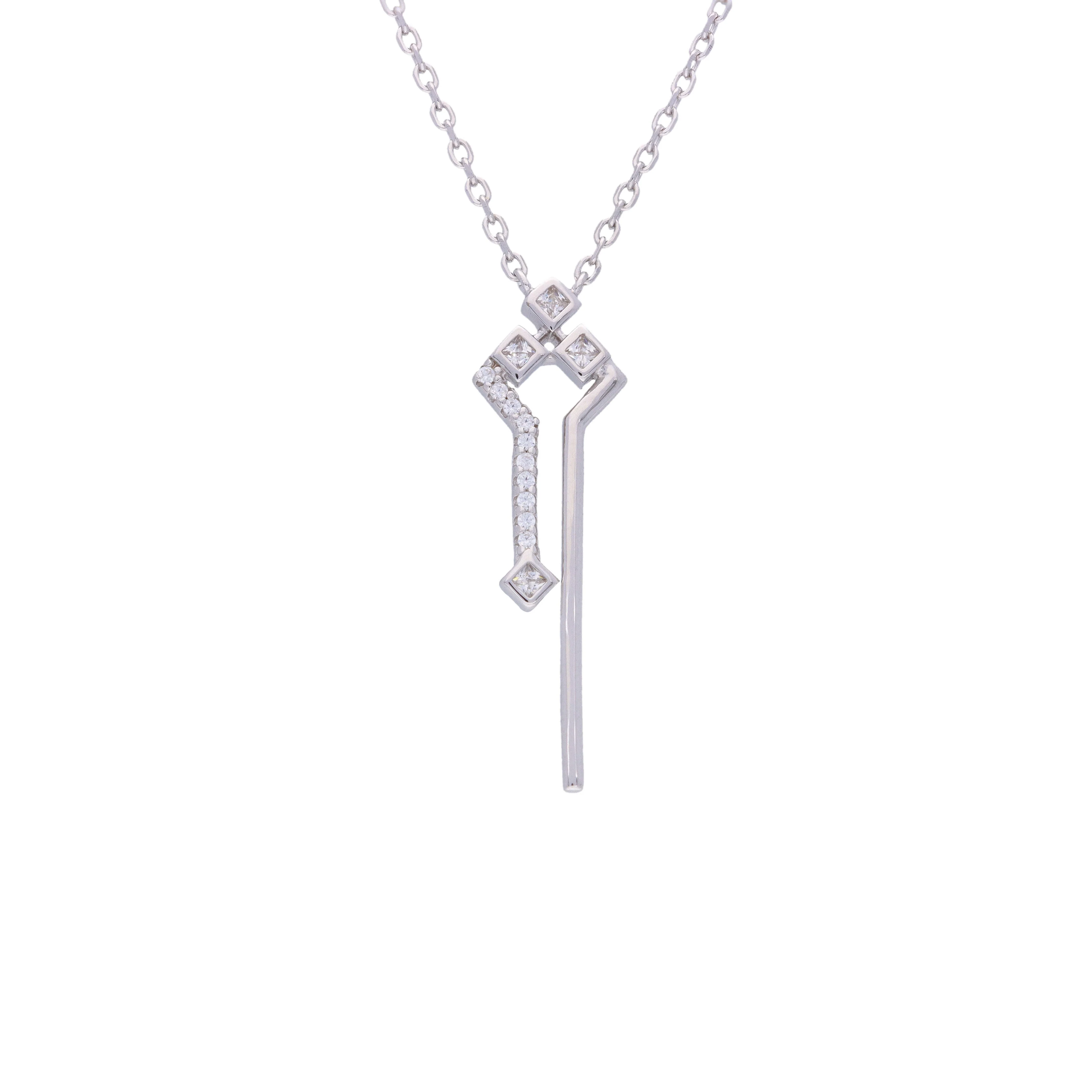 Stylish Abstract Zircon Casual Silver Necklace - Image 6