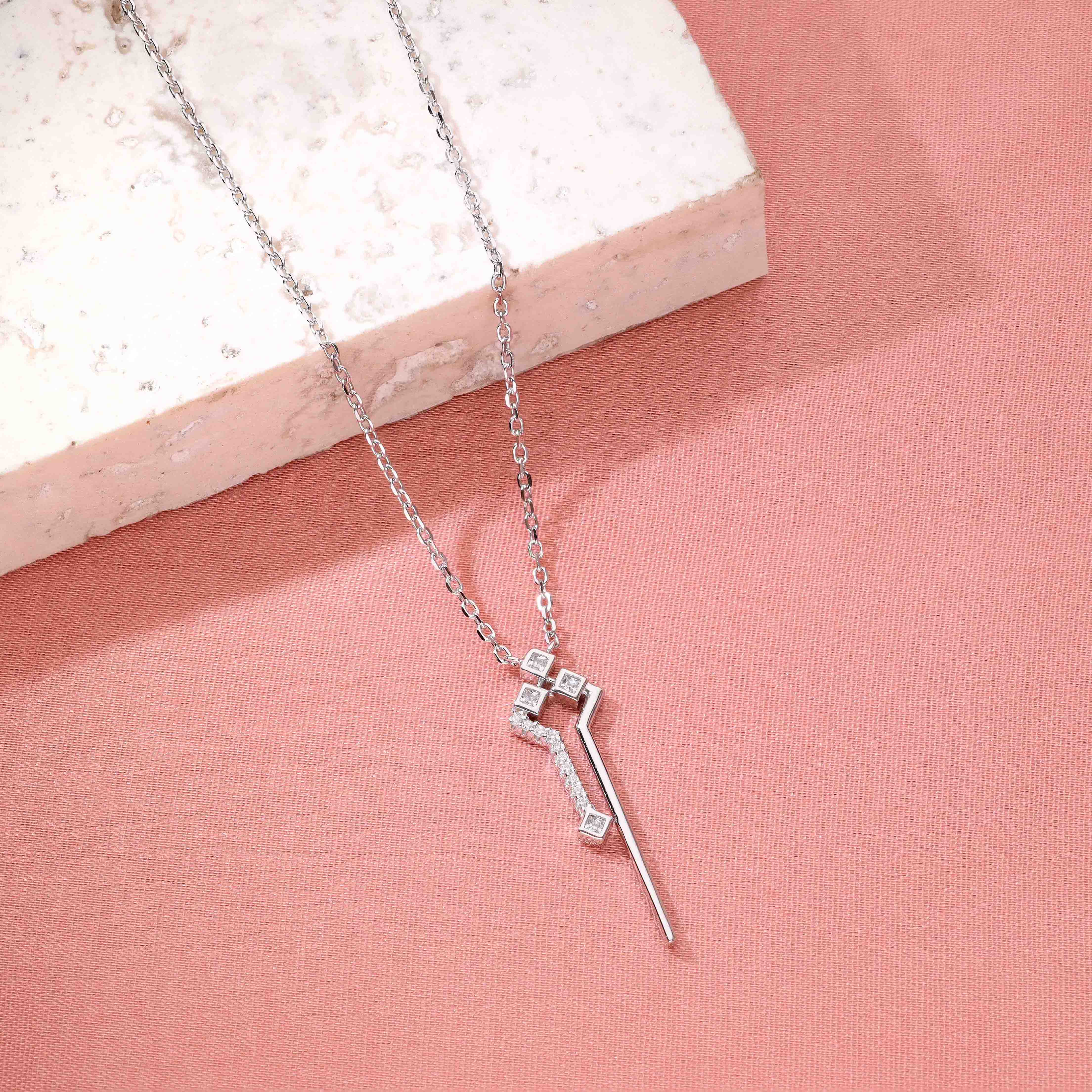 Stylish Abstract Zircon Casual Silver Necklace - Image 8