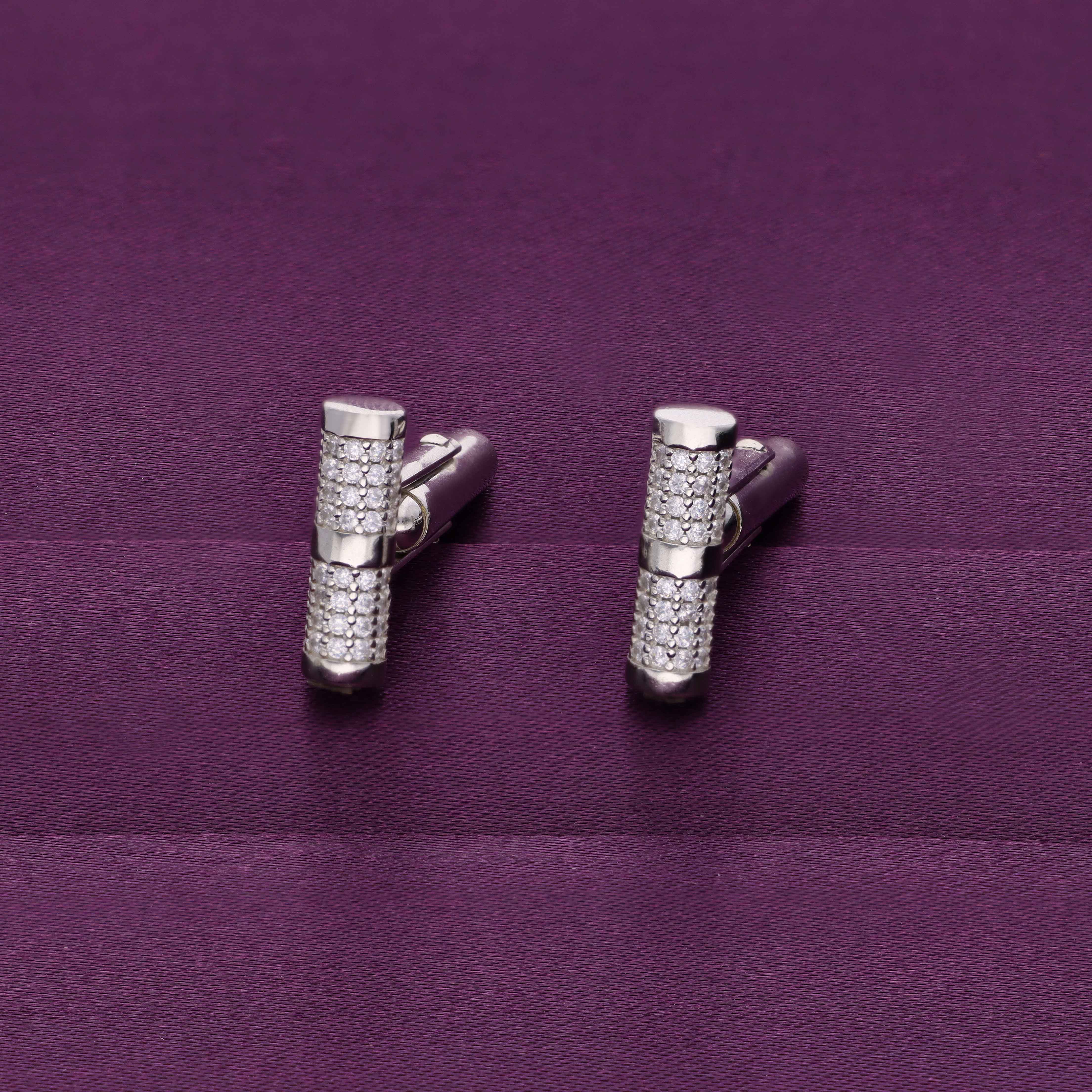 Men’s Sleek & Stylish Zirocn Silver Cufflijnks - Image 2