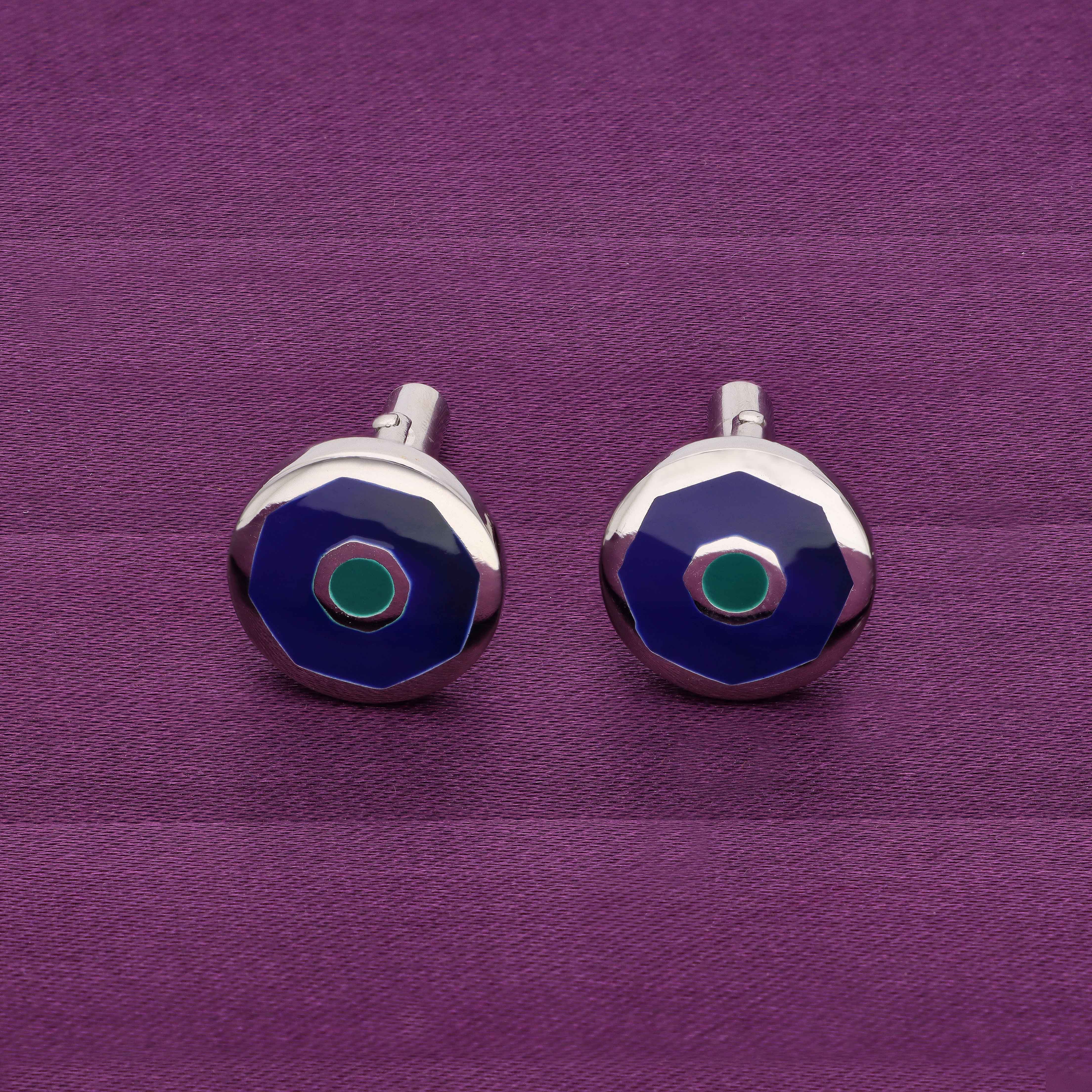Deep Blue Classic Radiance Silver Cufflinks - Image 2