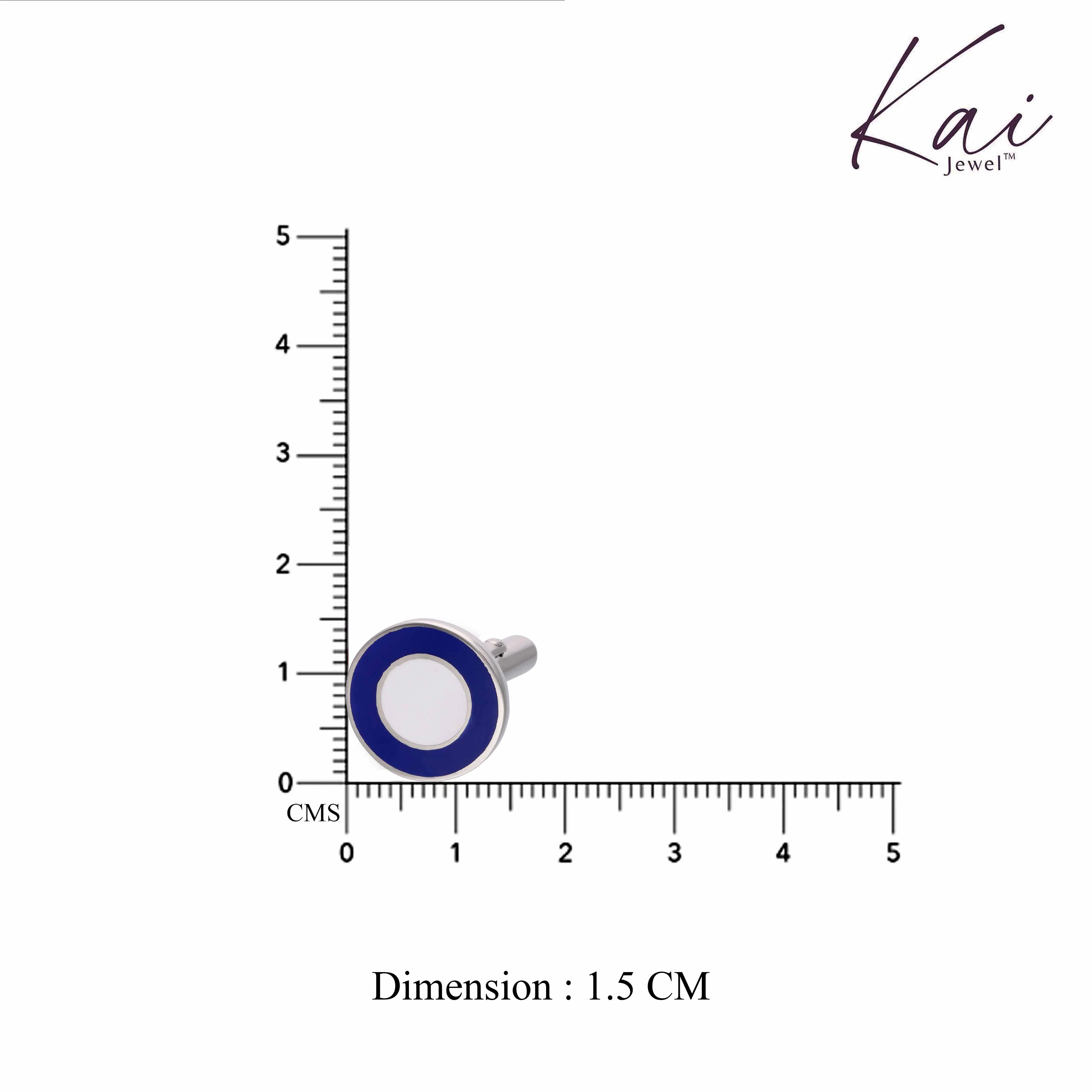 Men’s Concentric Circles Zircon Silver Cufflinks - Image 3