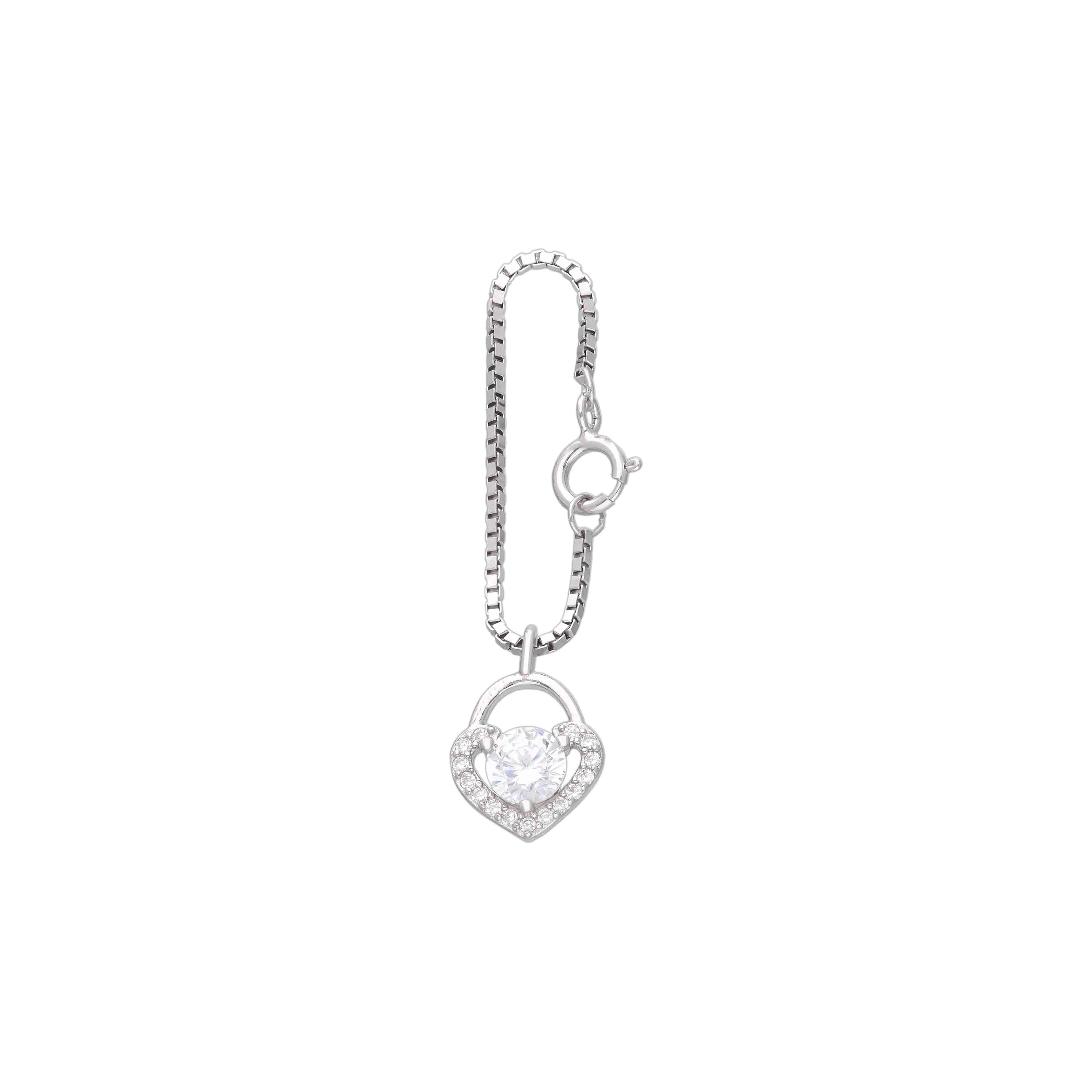 Elegant Heart Solitaire Silver Watch Charm - Image 3