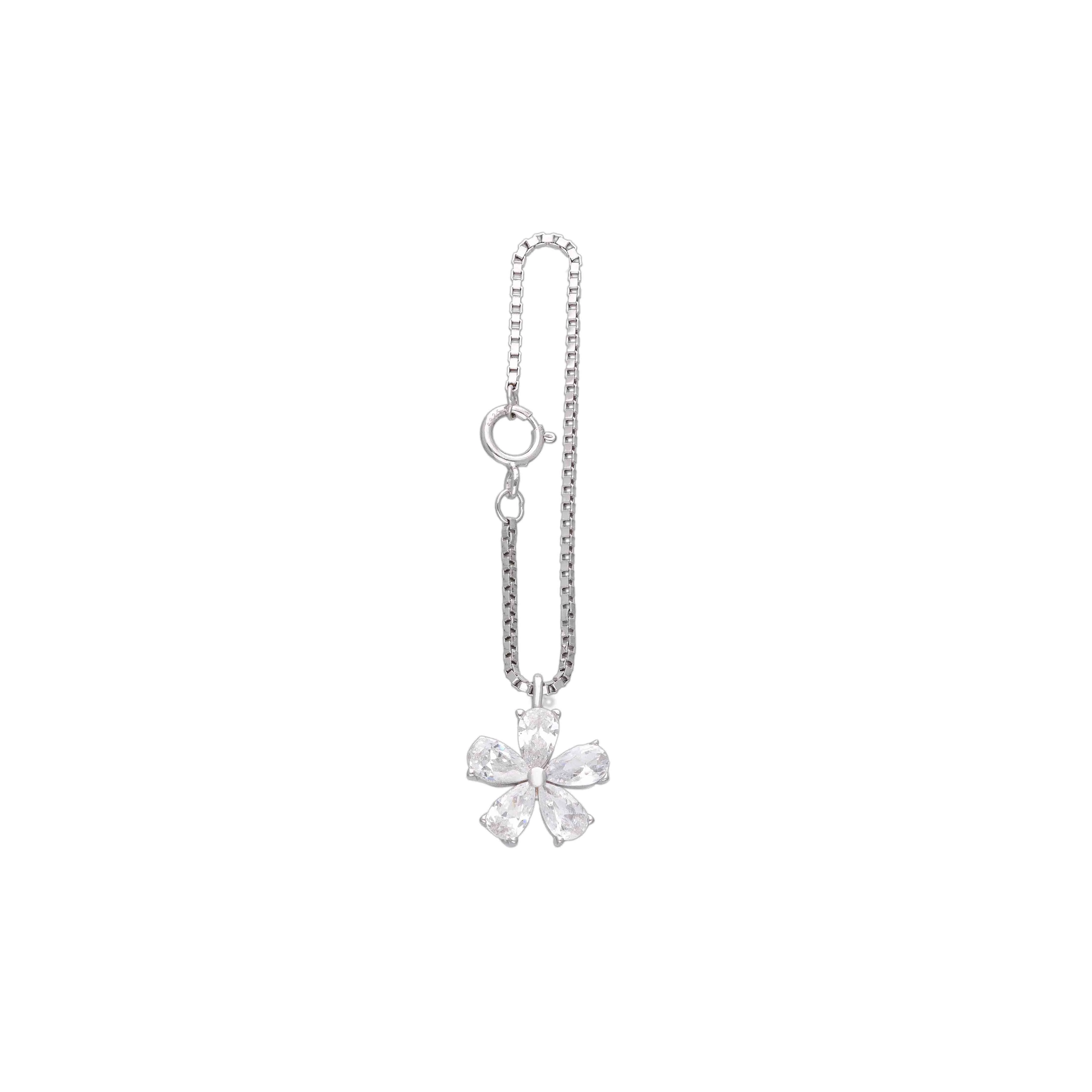 Shimmering Silver Flower Watch Charm - Image 3