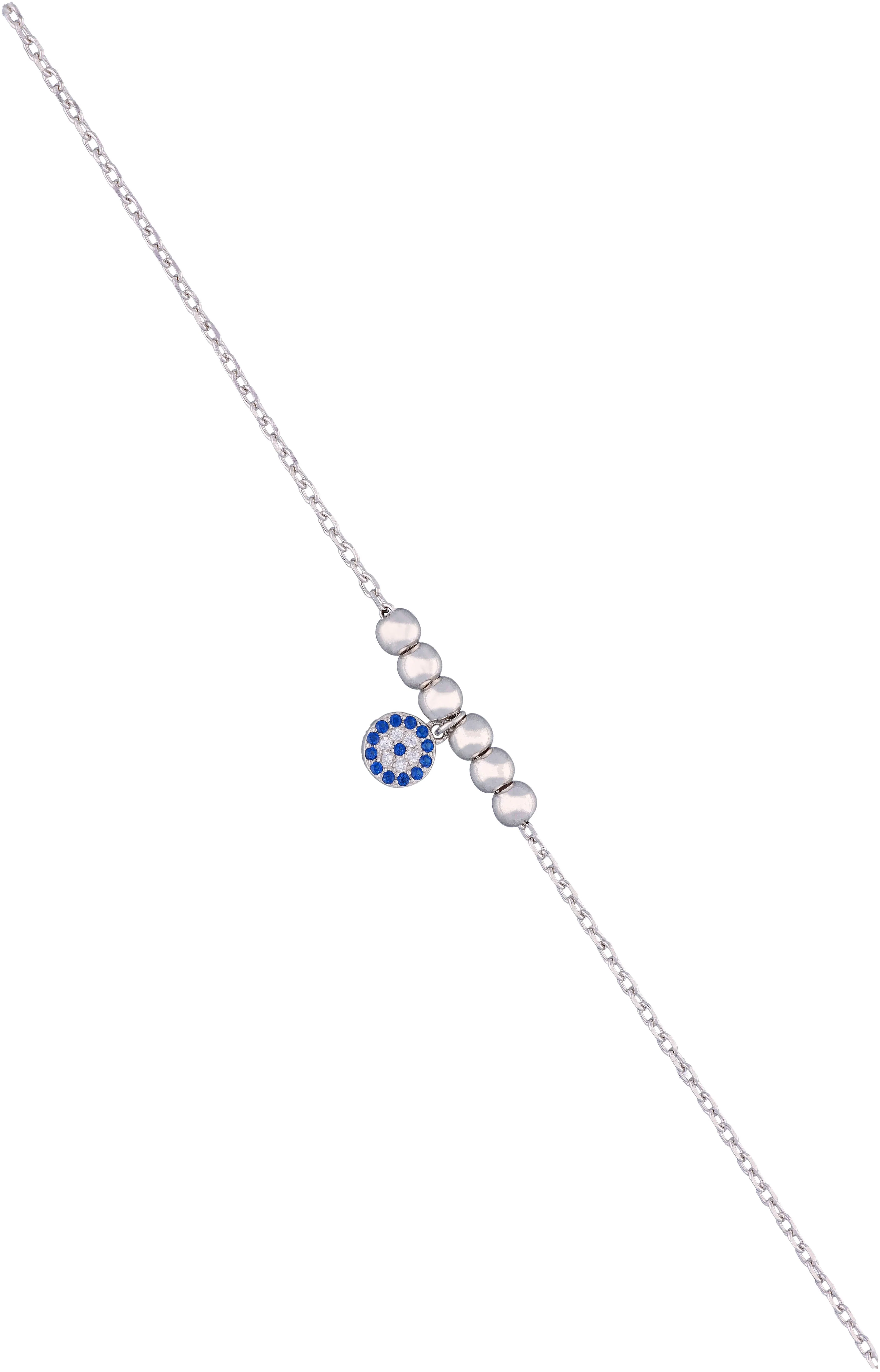 Blooming Blue Evil Eye Silver Anklet - Image 3
