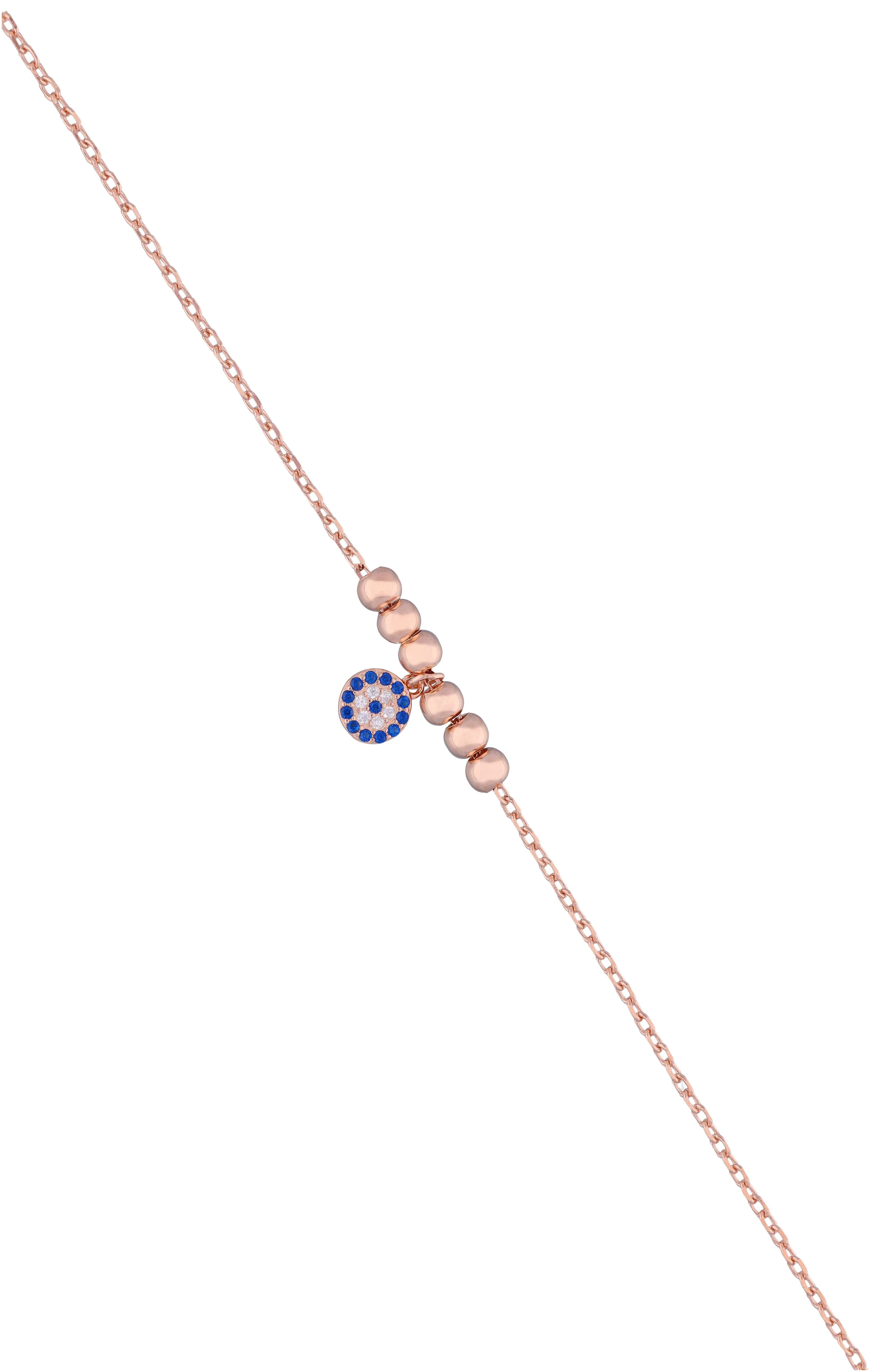 Blooming Blue Evil Eye Silver Anklet - Image 4
