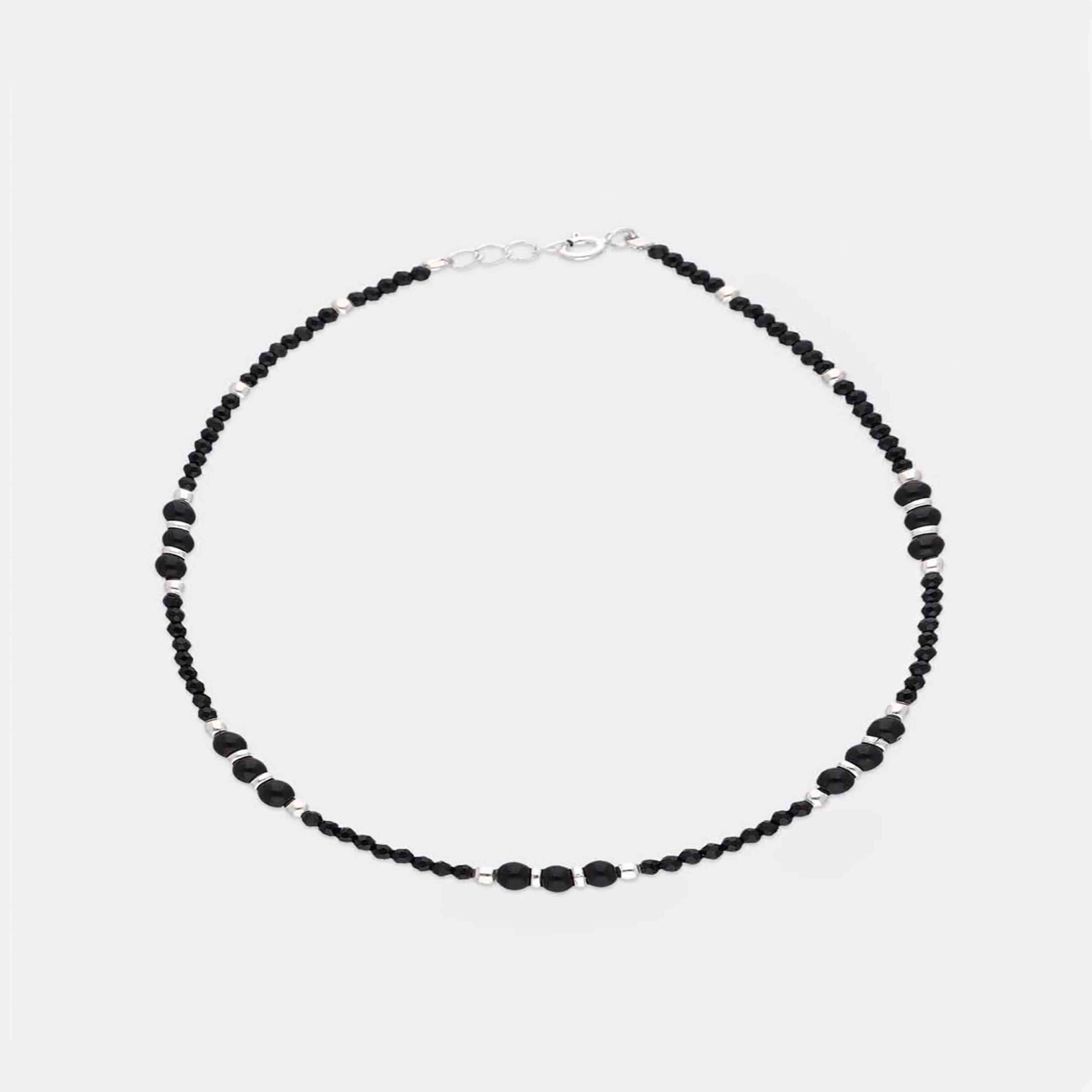Sterling Silver Black Beads Anklet - Image 3