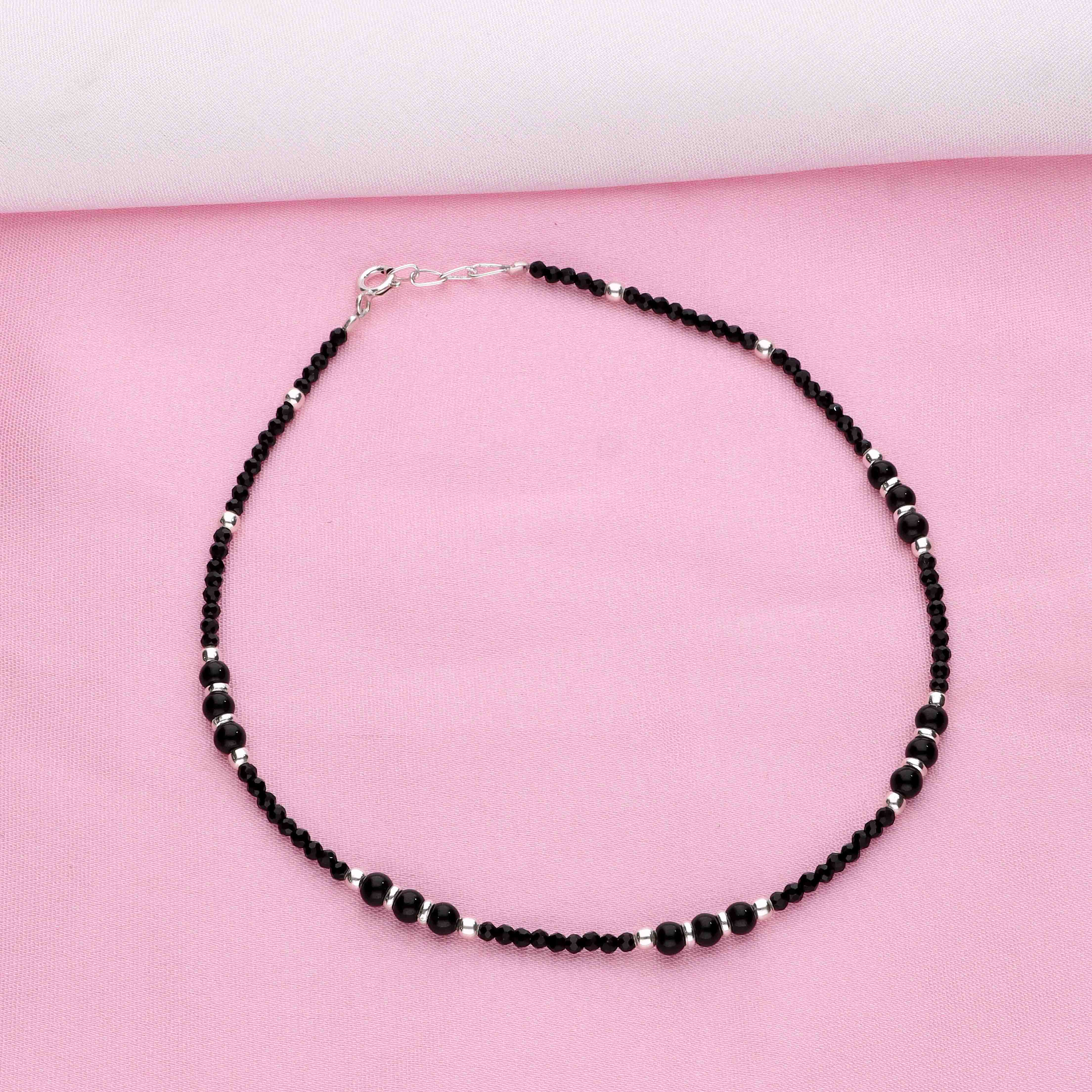 Sterling Silver Black Beads Anklet - Image 5