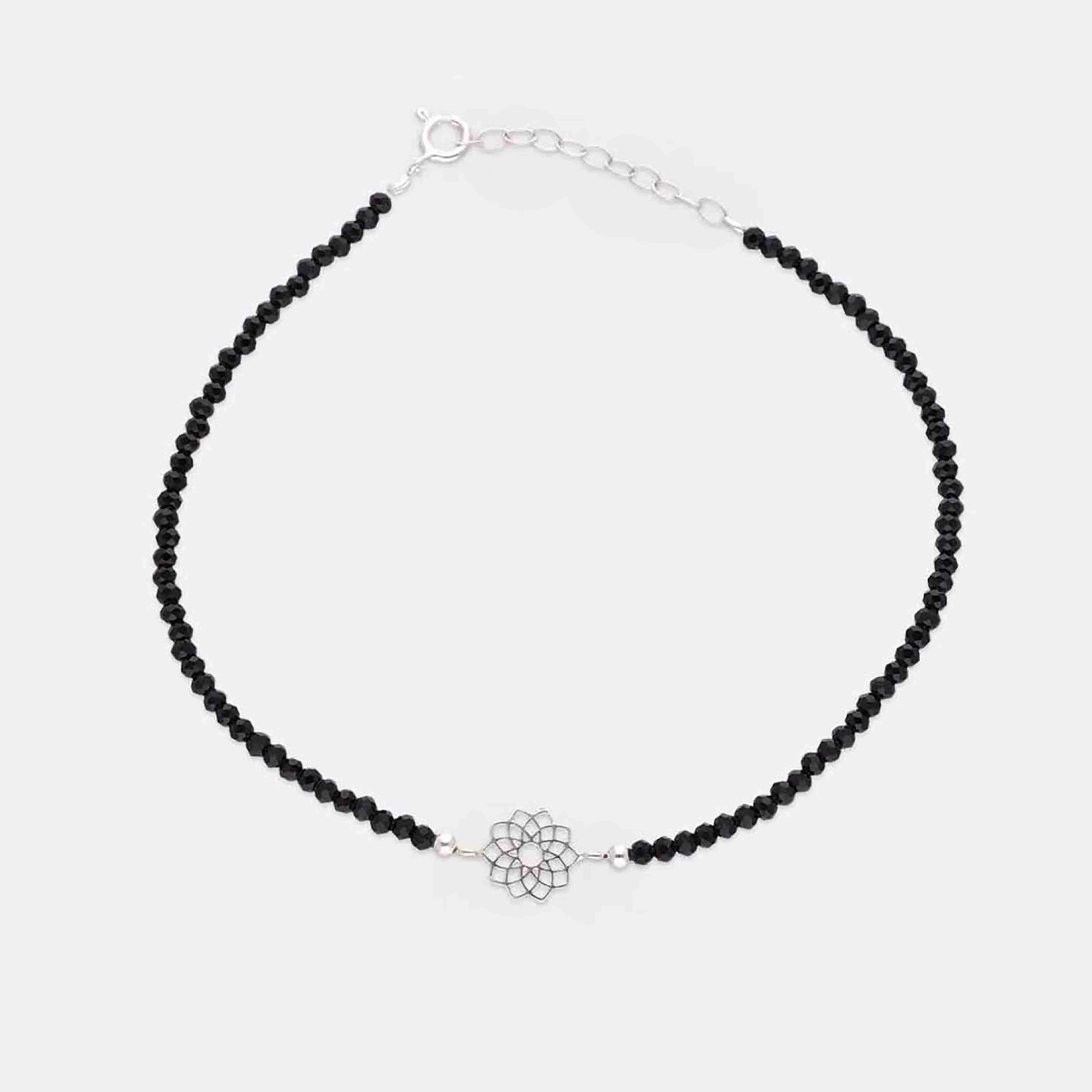 Sterling Chic Silver Black Beads Anklet - Image 3