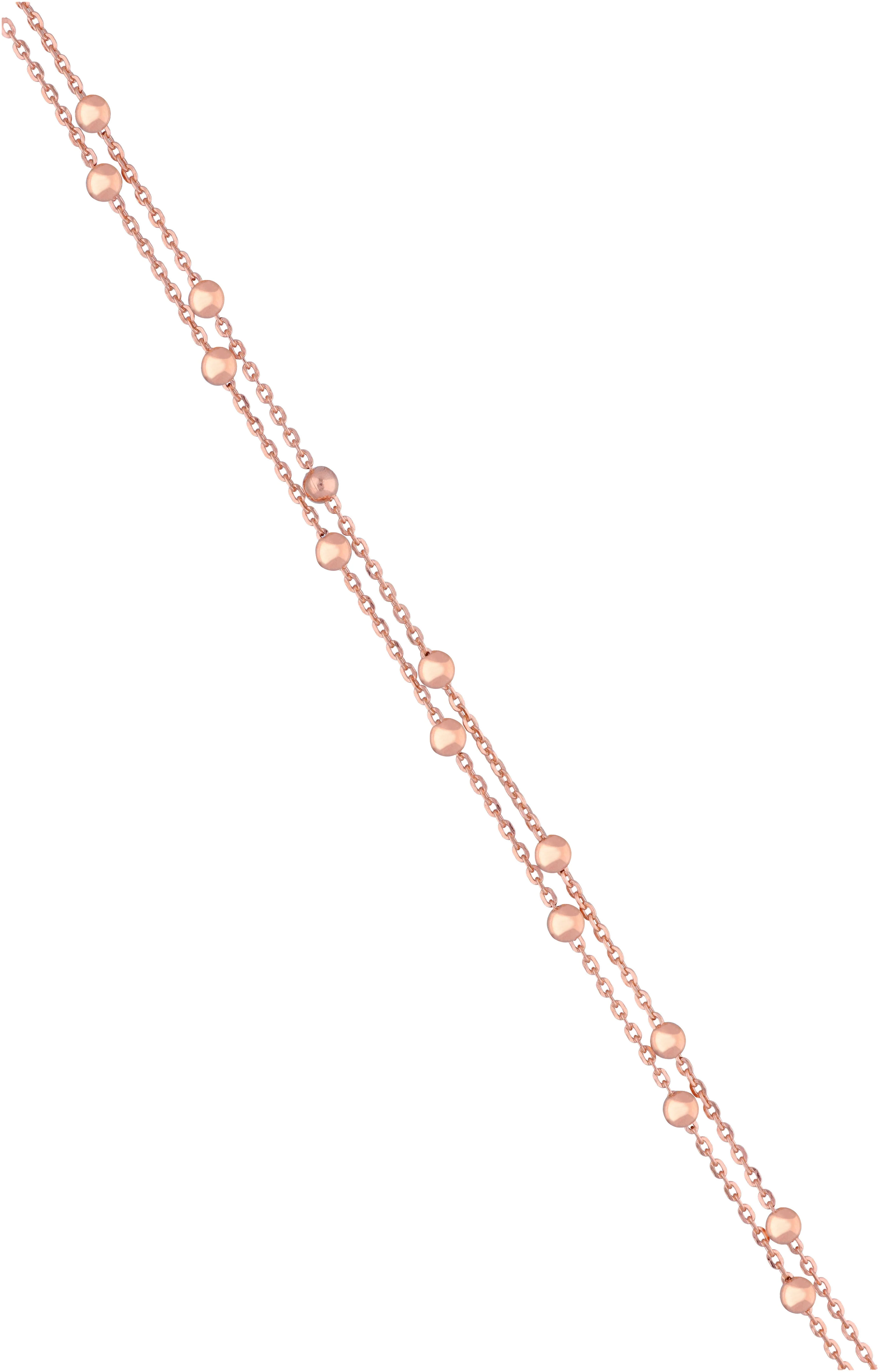 Rose Gold Spheres Layered Silver Anklet - Image 2