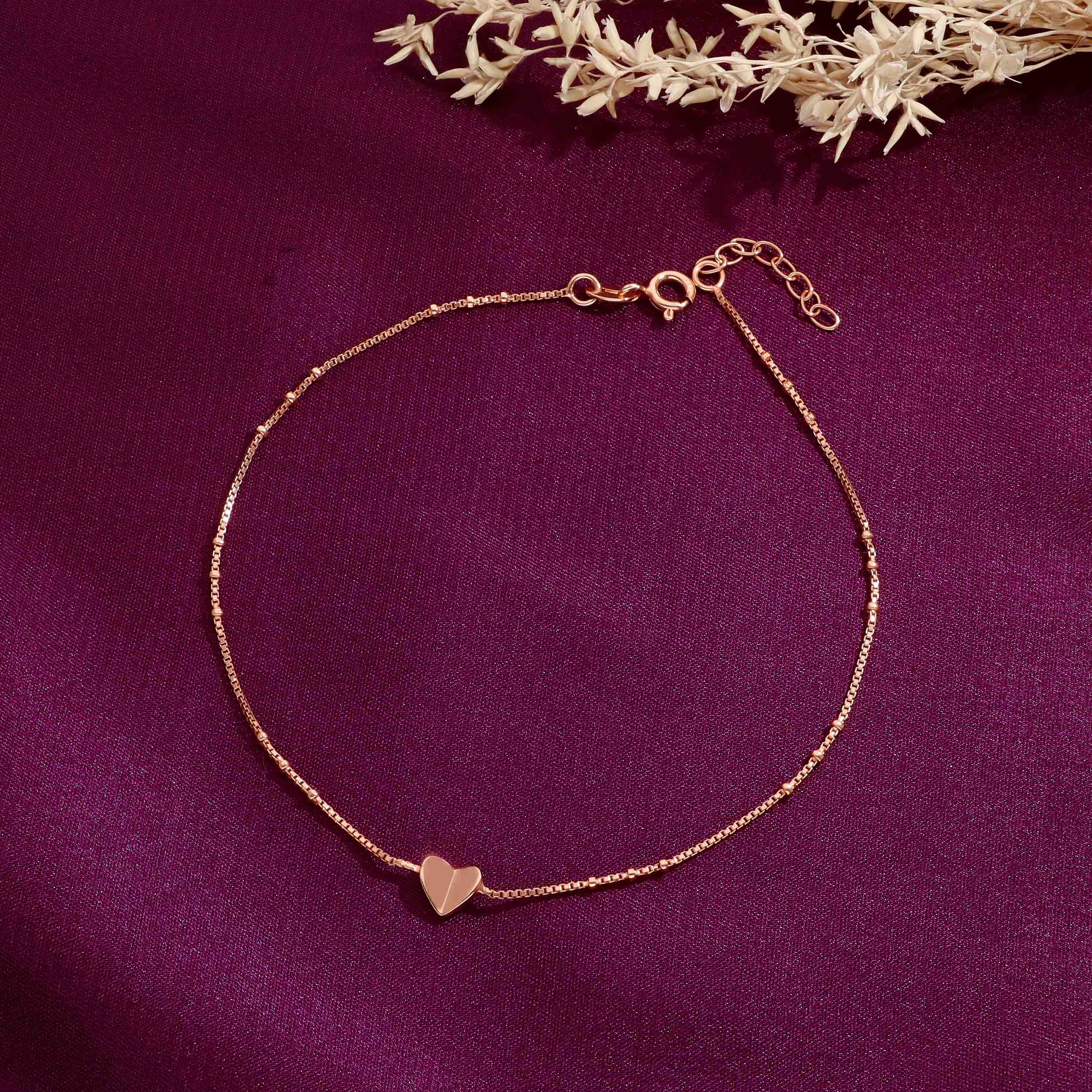 STYLISHLY SLEEK SILVER HEART ANKLET - Image 6