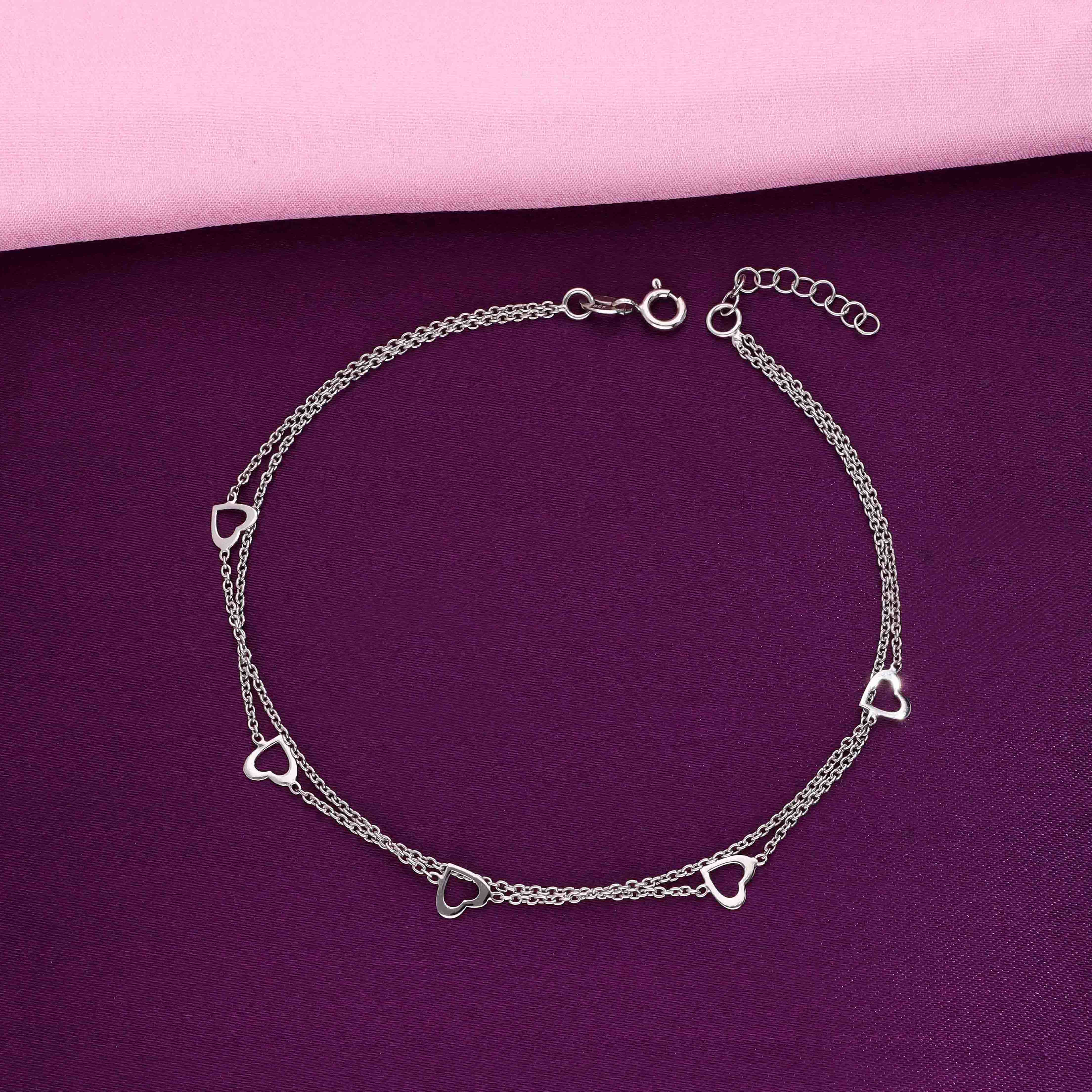 Minimalistic Heart Silver Anklet - Image 5