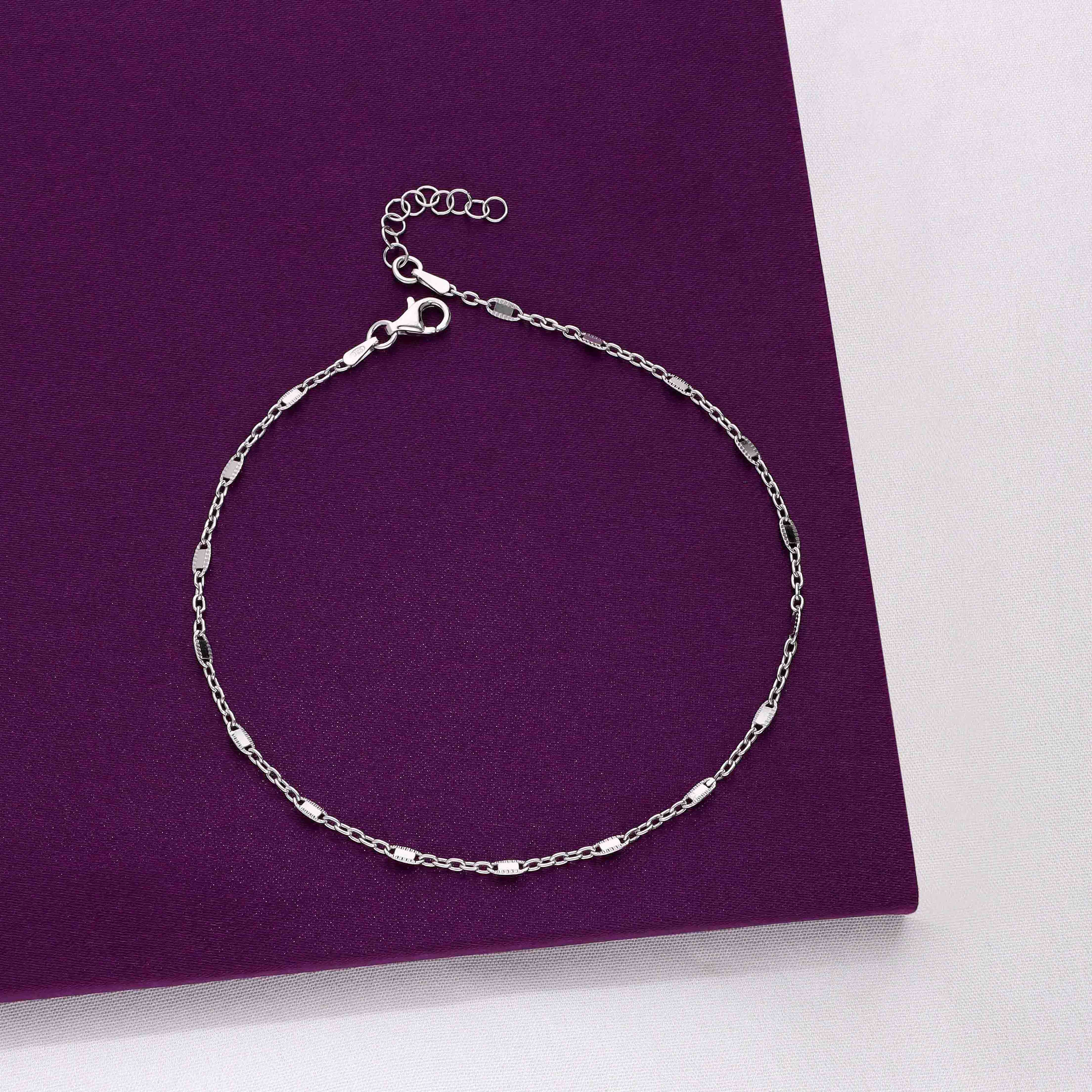 Sterling Silver Line Chain Anklet - Image 5