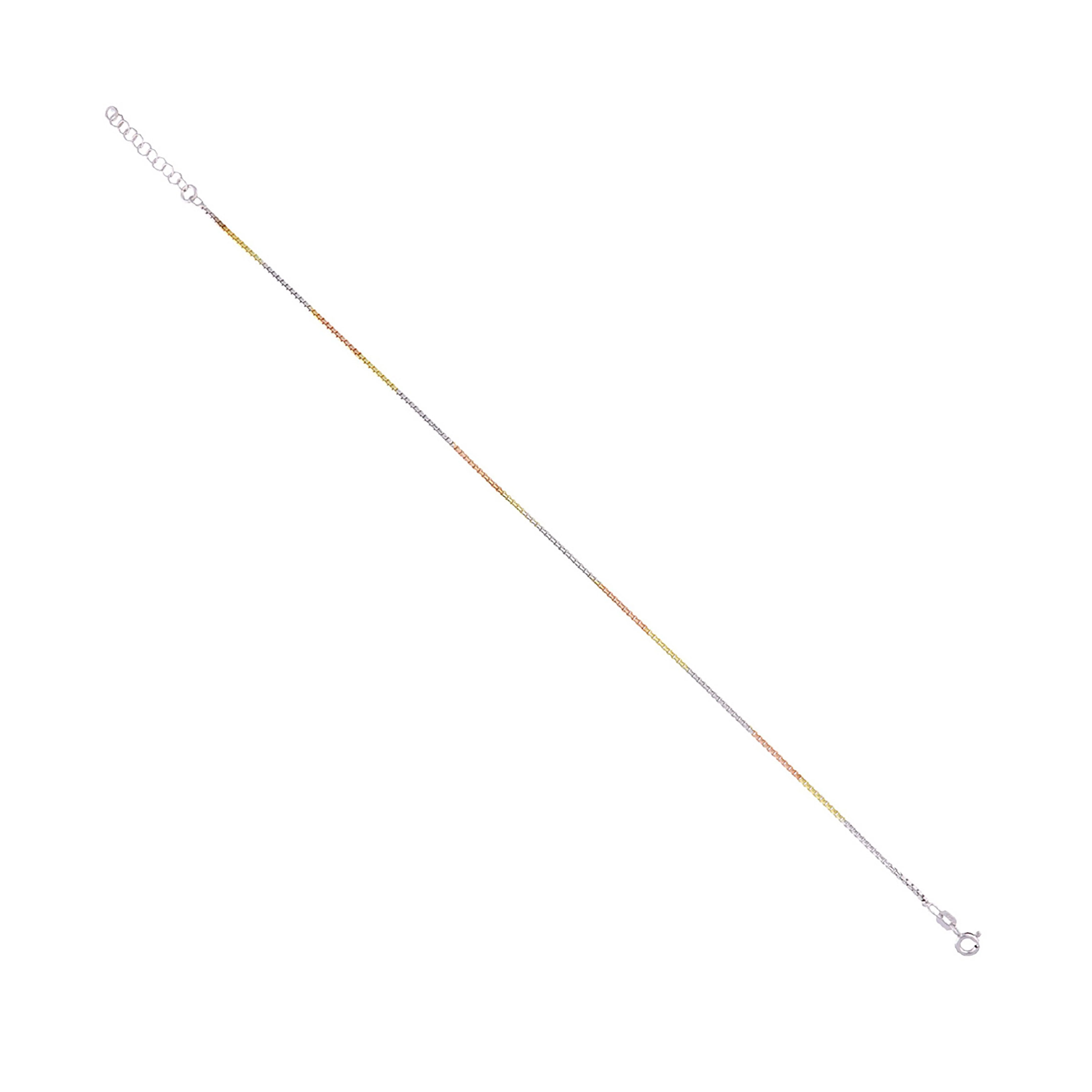Sterling Silver Tri-Tone Classic Anklet - Image 3
