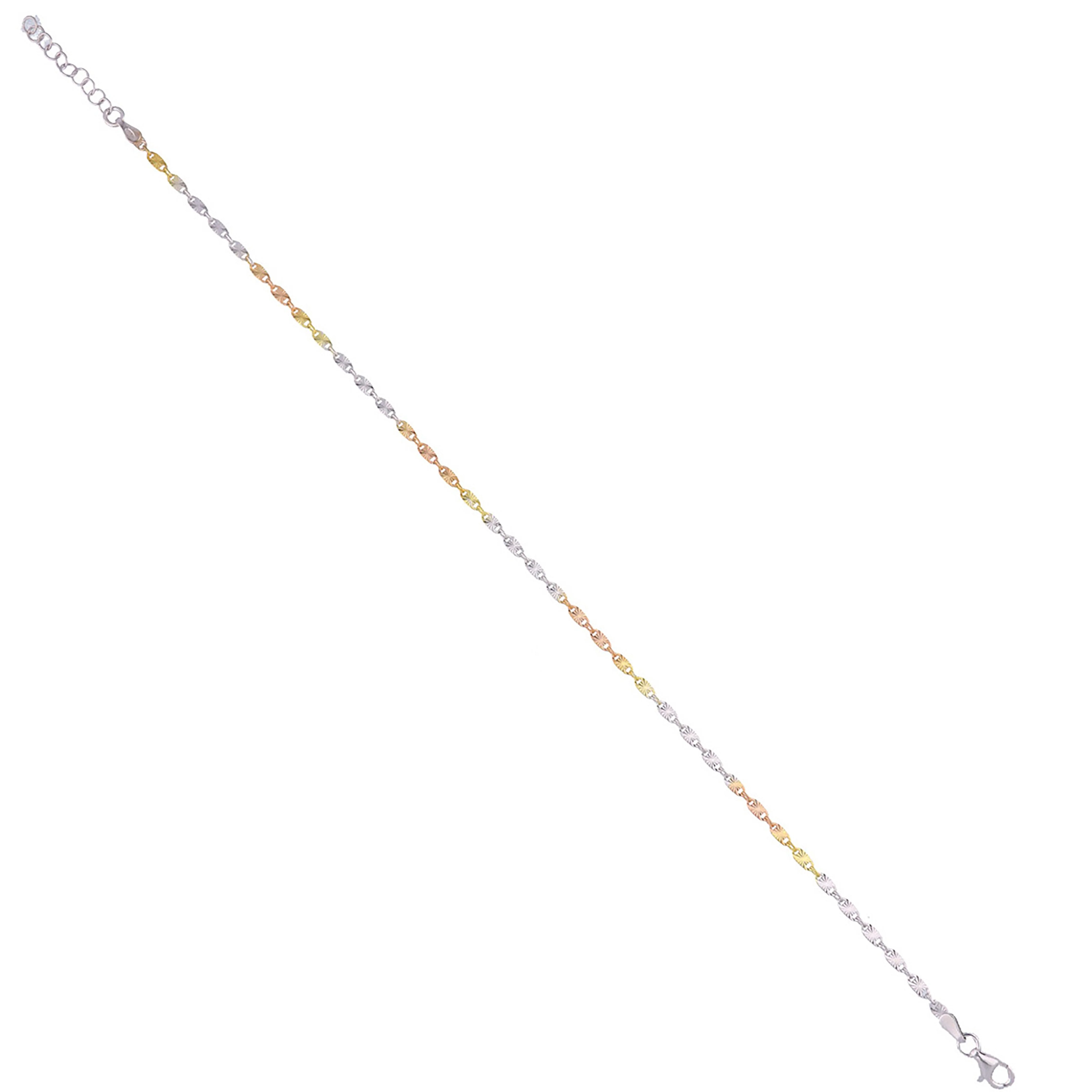 Sterling Silver Tri-Tone Stylish Anklet - Image 3
