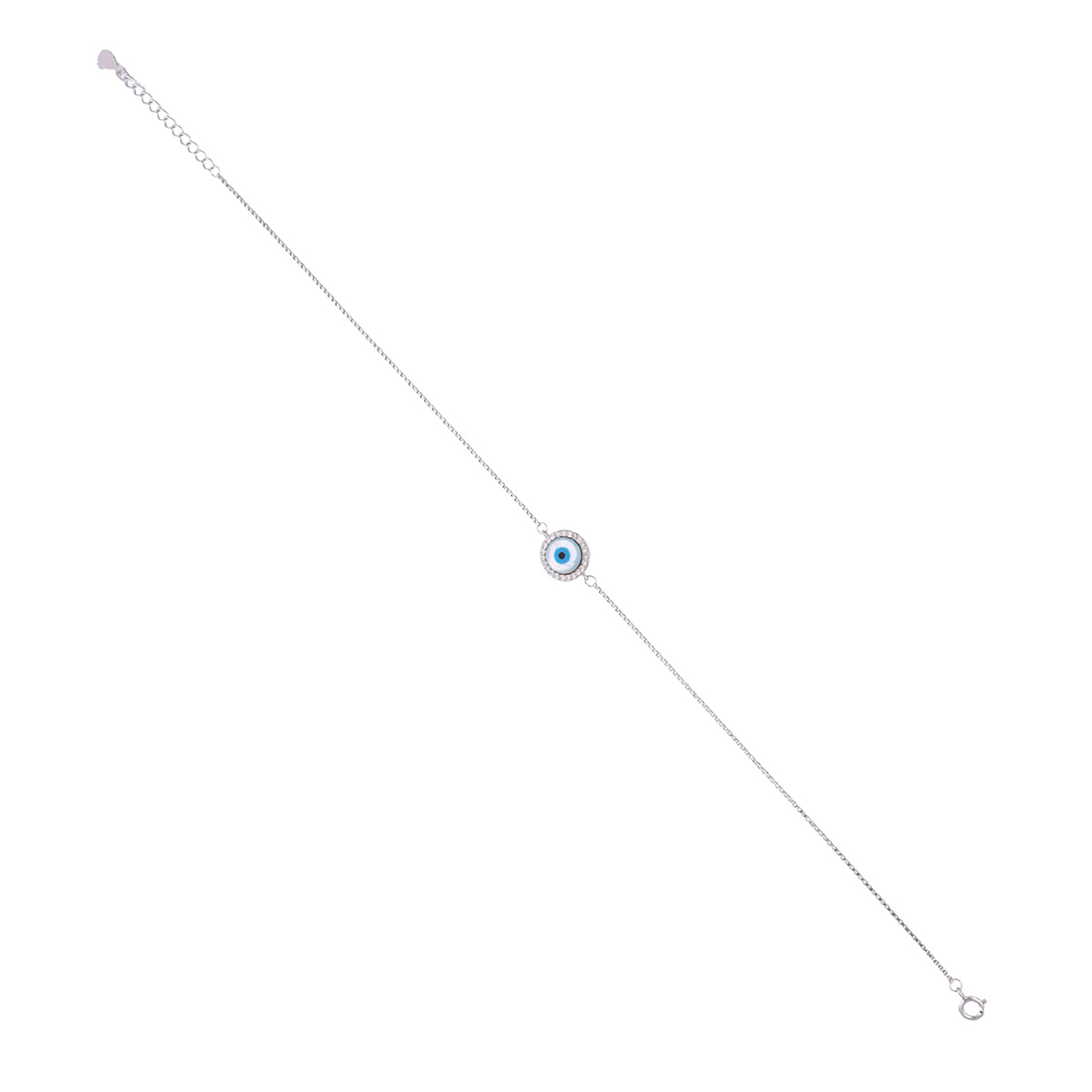 Minimalistic Evil Eye Silver Anklet - Image 5