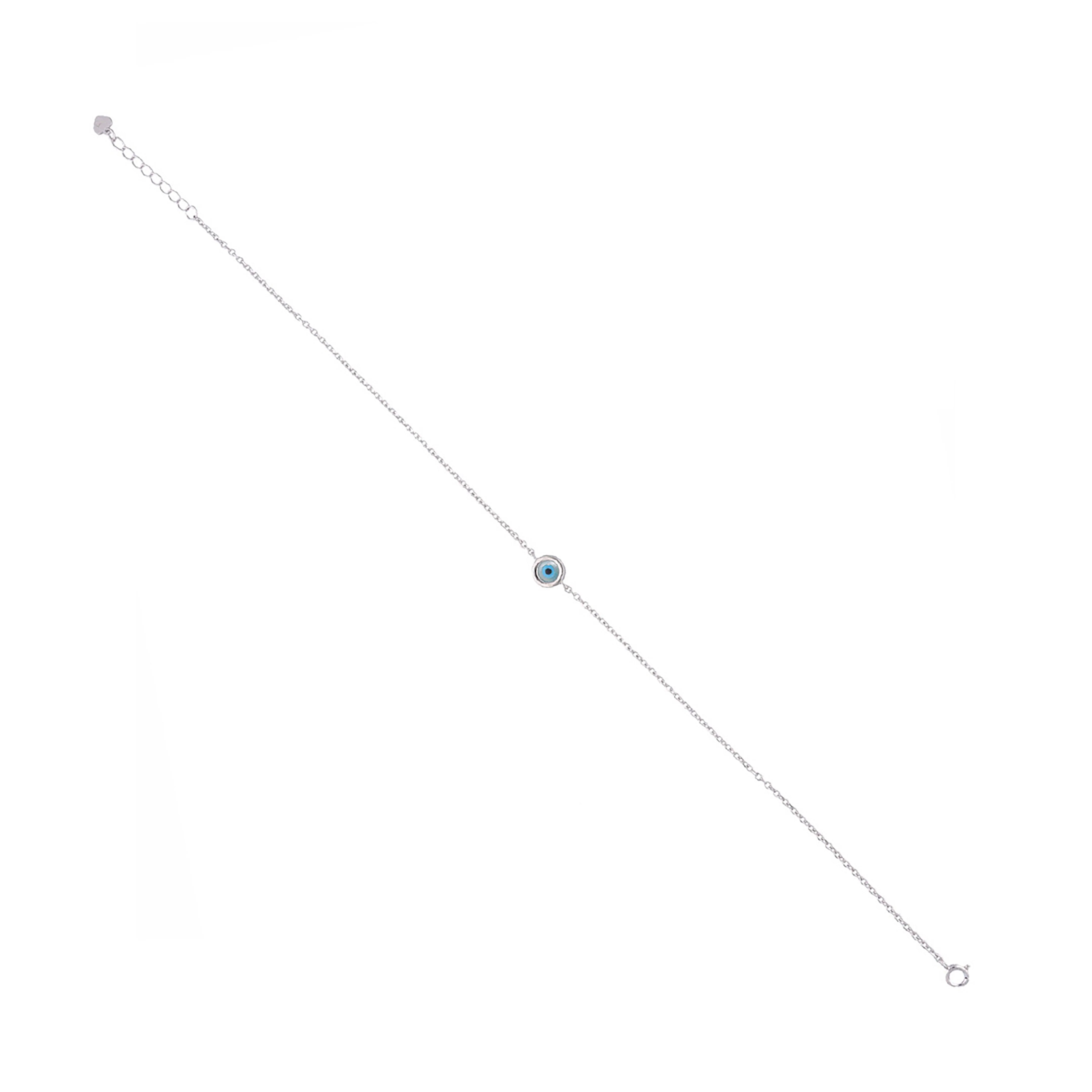 Simple Single Evil Eye Silver Anklet - Image 5