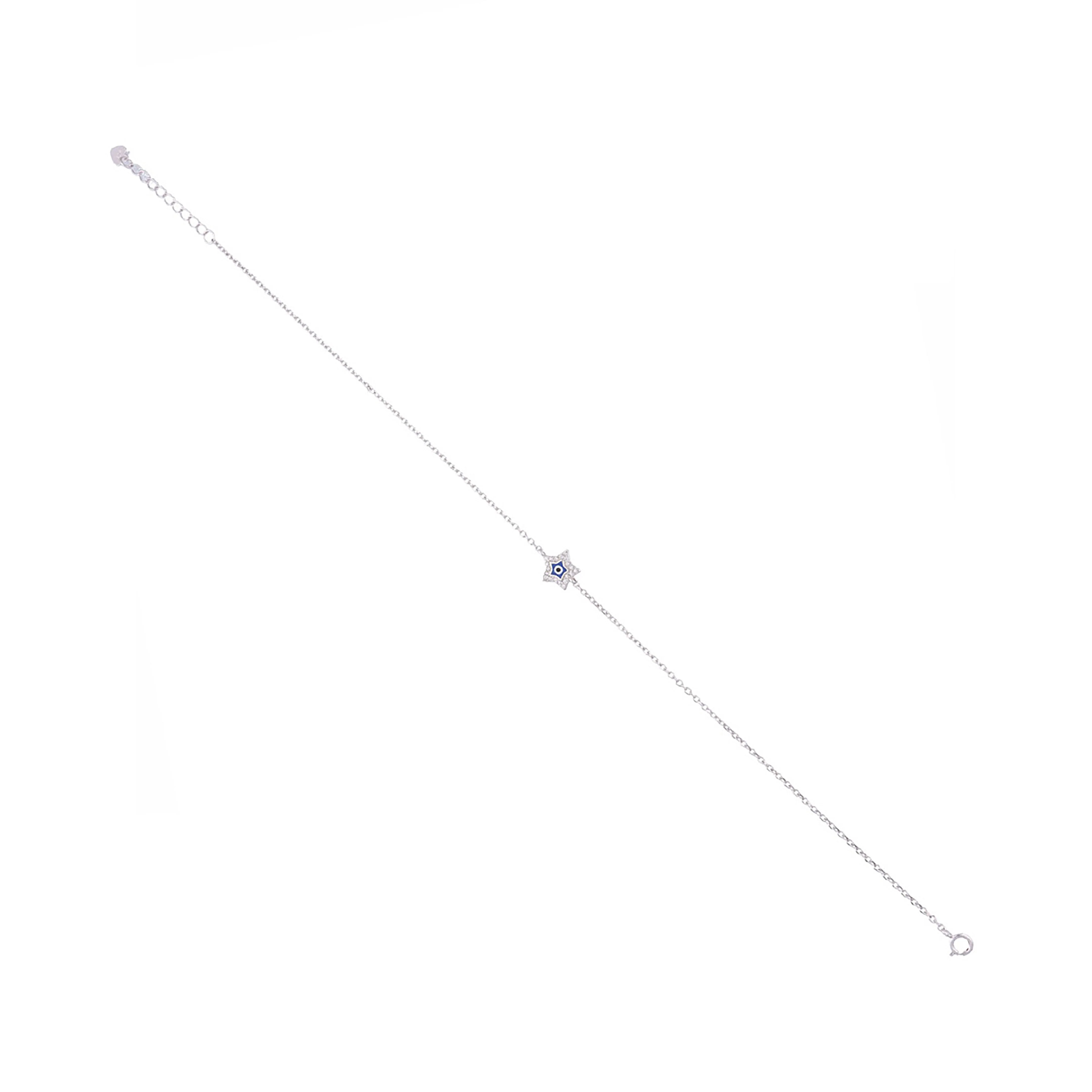 Minimalistic Star Evil Eye Silver Anklet - Image 5