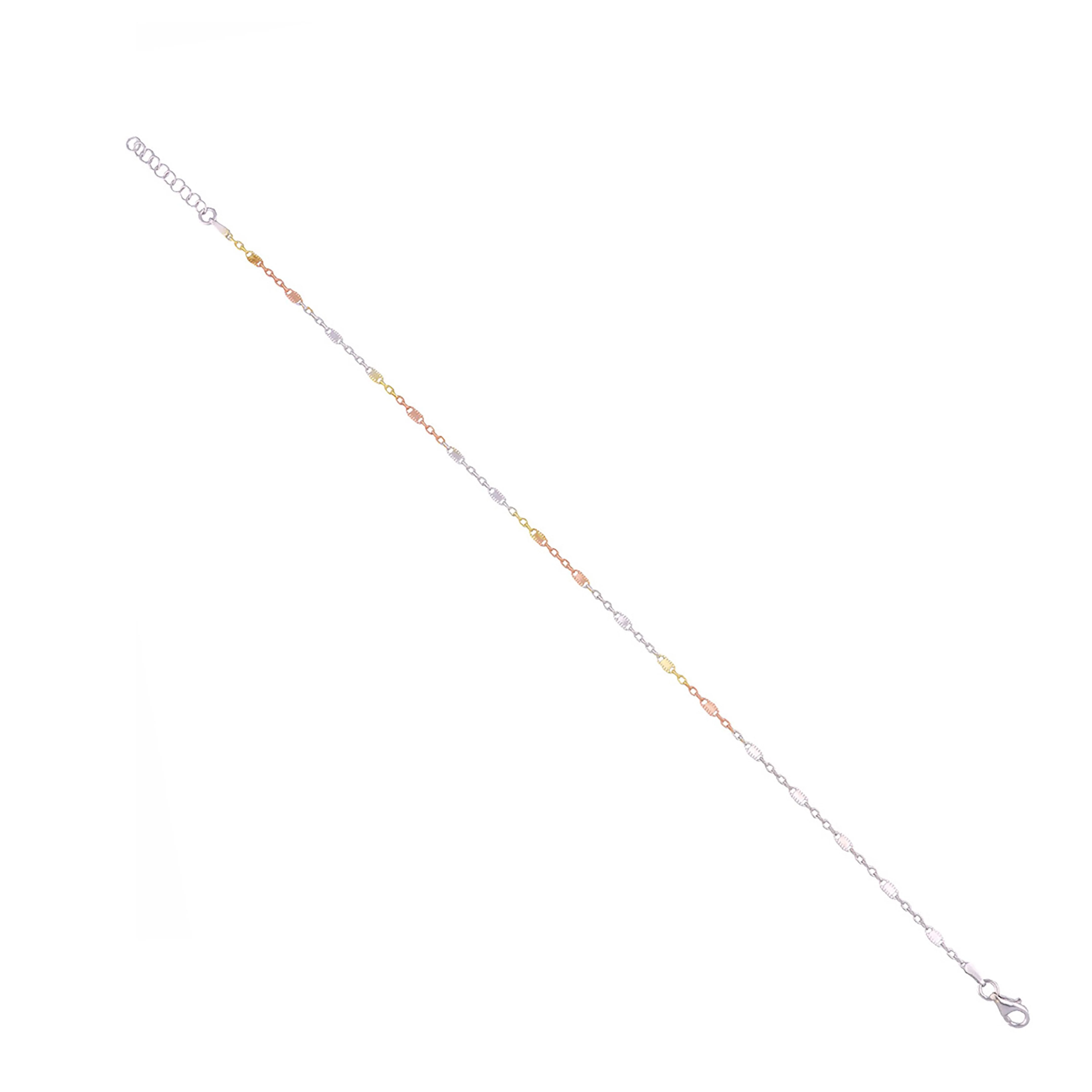 Sterling Silver Tri-Tone Beads Anklet - Image 3