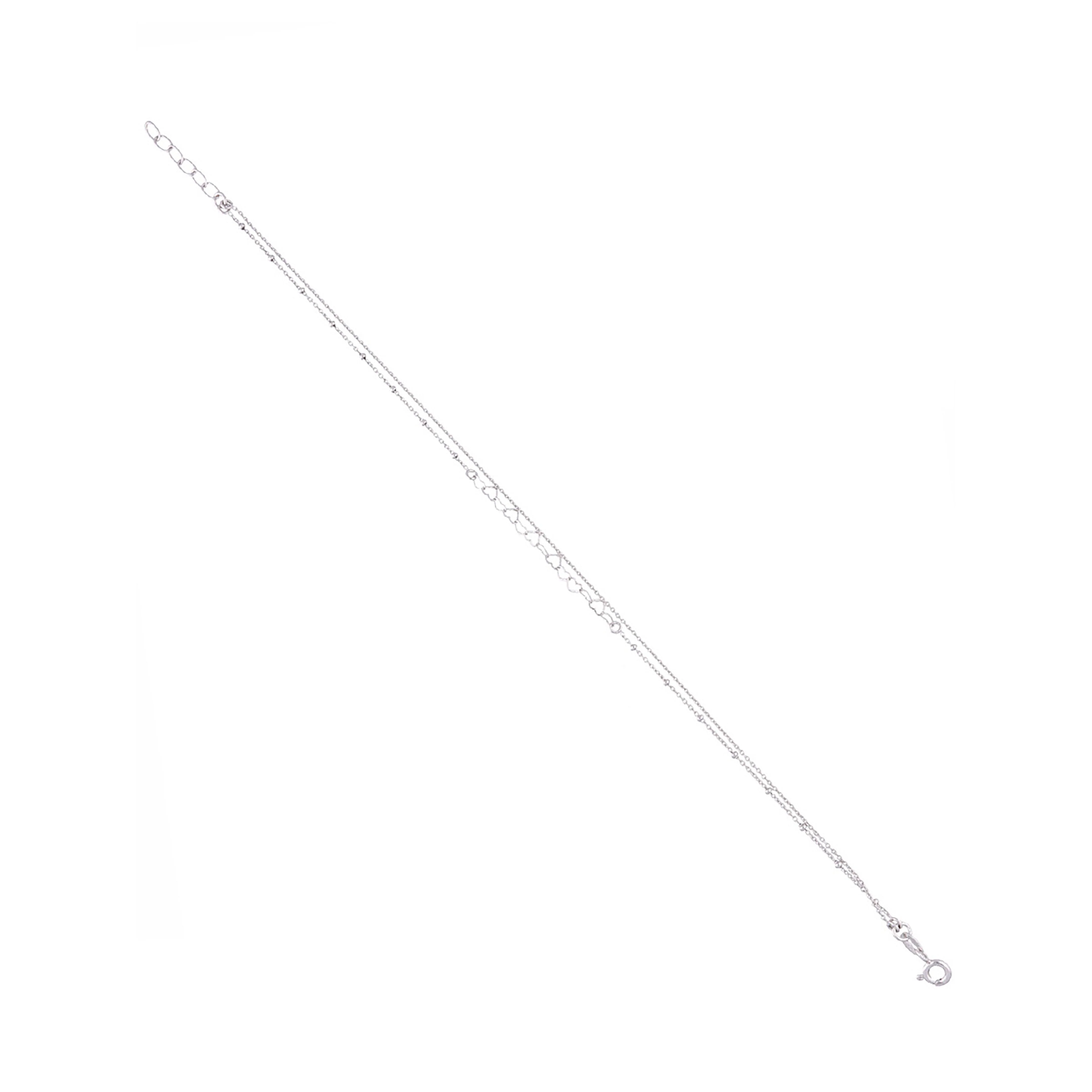 Sterling Silver Heart Layered Anklet - Image 3