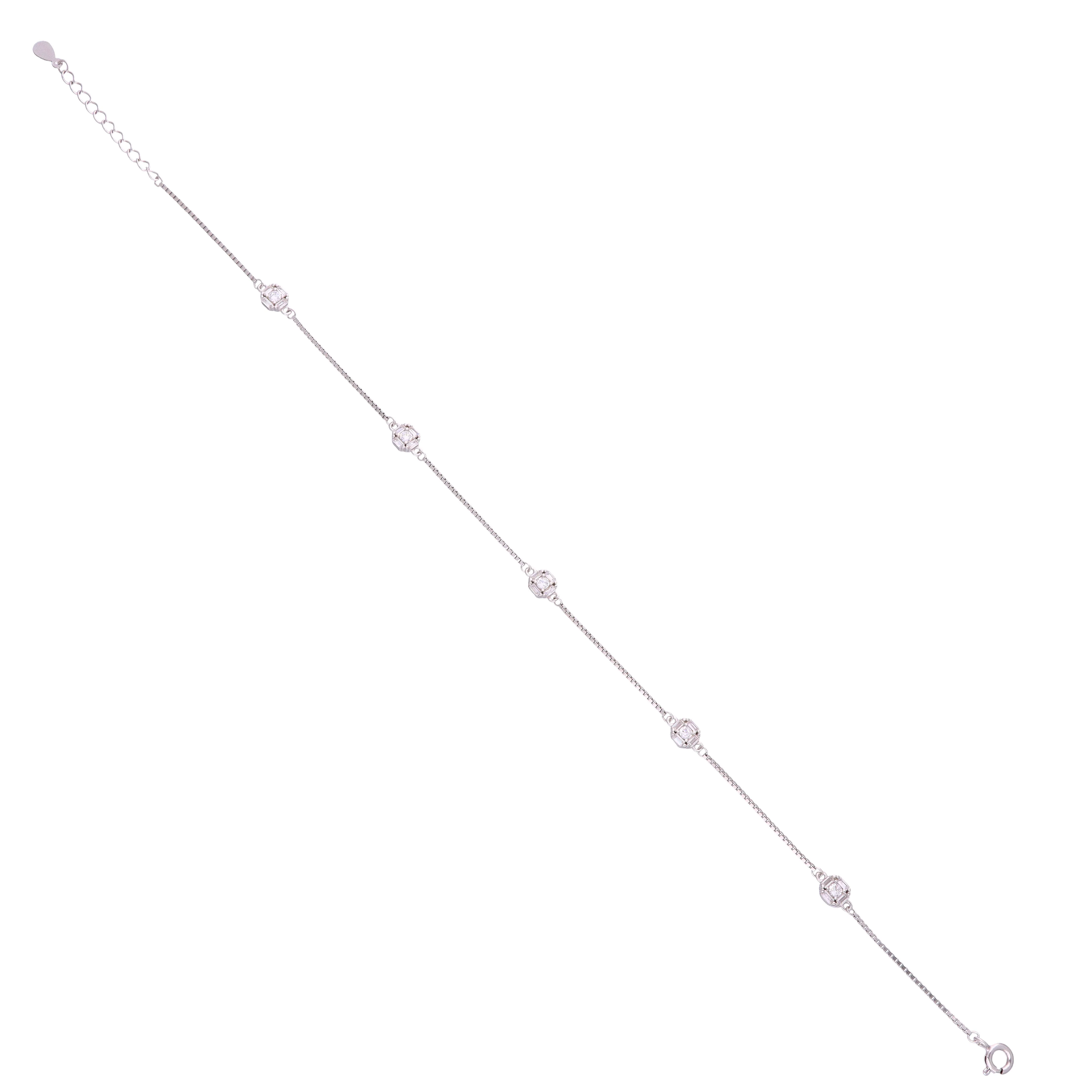 Sterling Silver Minimalistic Zircon Anklet - Image 5