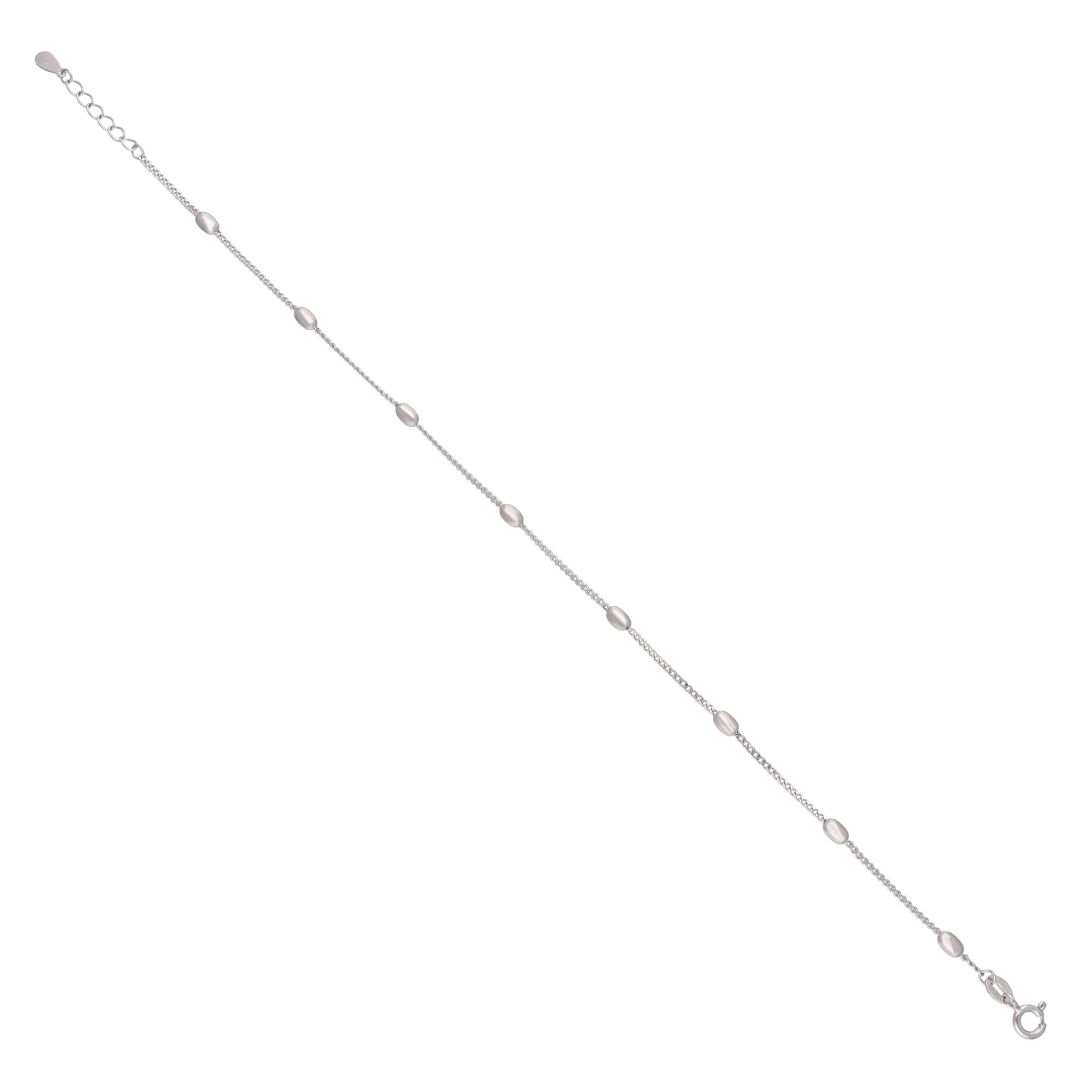 Sterling Silver Minimalist Beaded Chain Anklet - Image 3