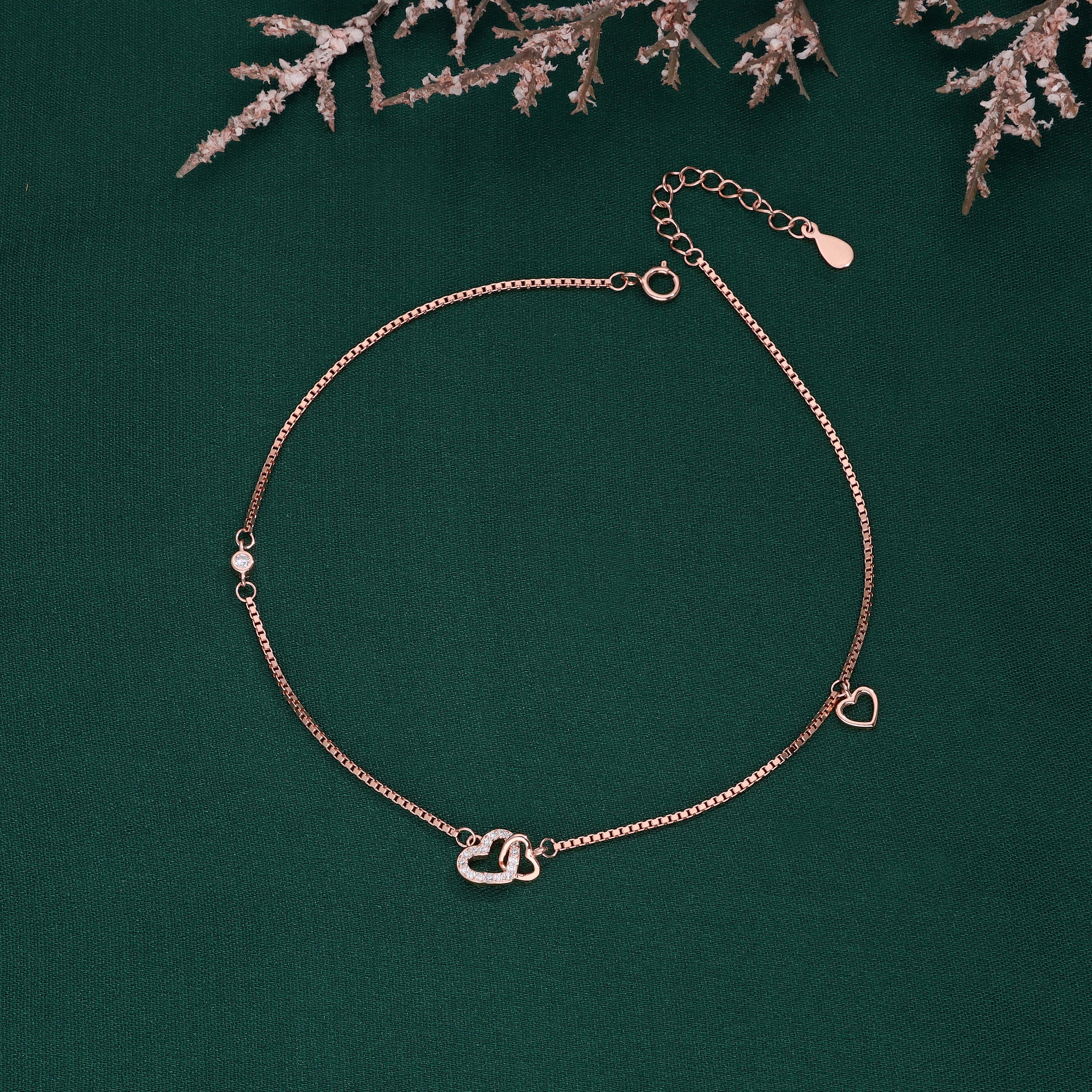 Dainty Silver Heart Thin Anklet - Image 2
