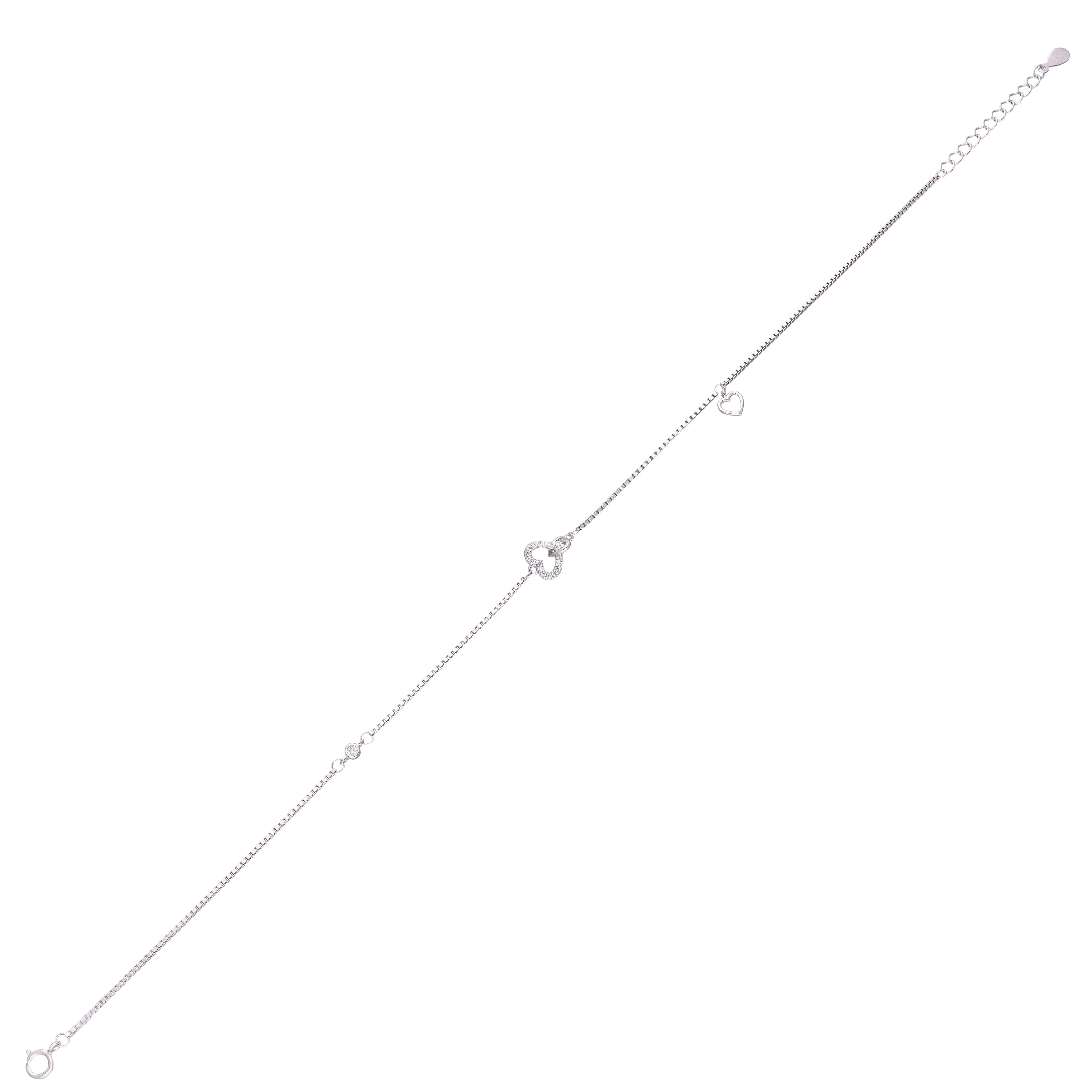 Dainty Silver Heart Thin Anklet - Image 5