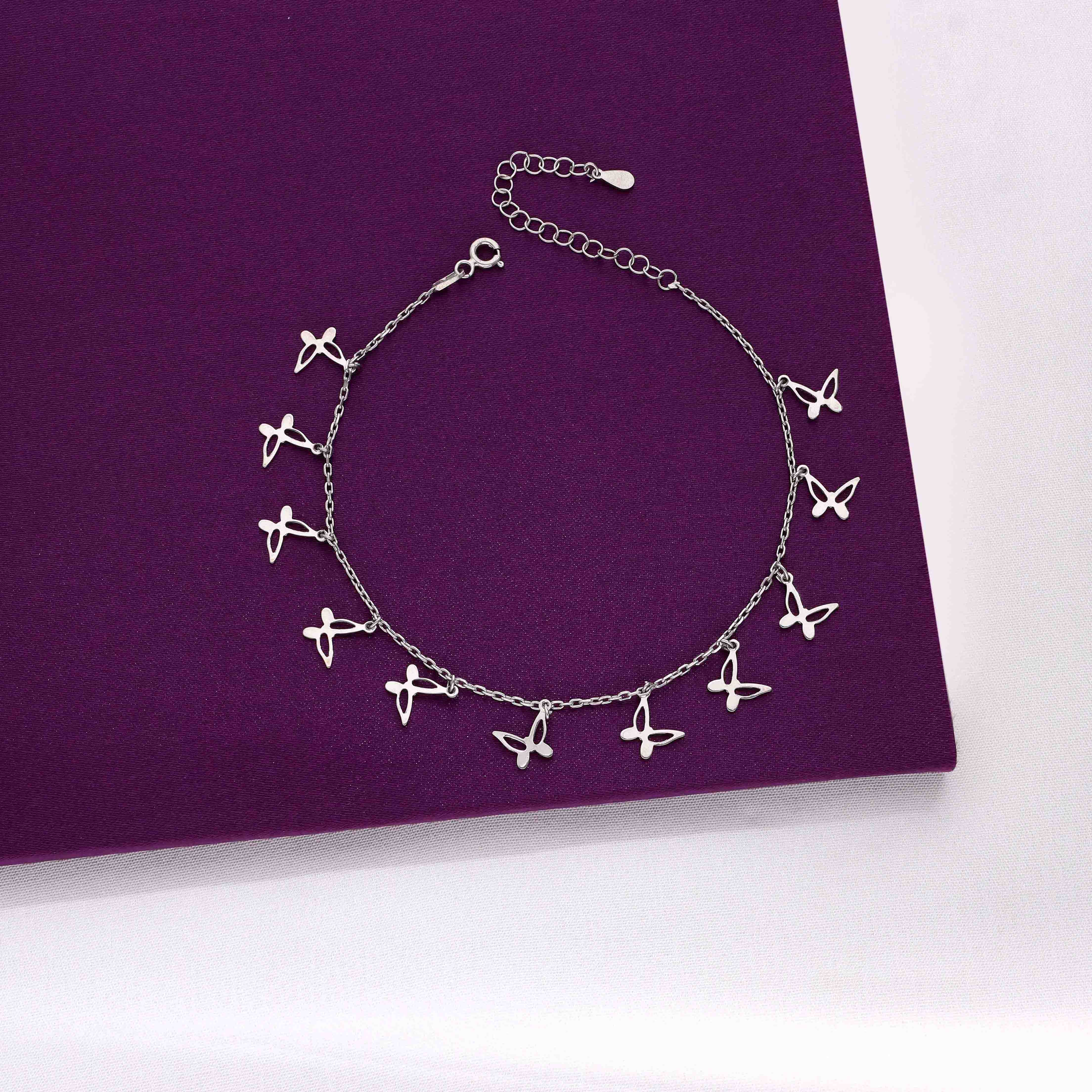 Butterfly Bliss Silver Anklet - Image 4