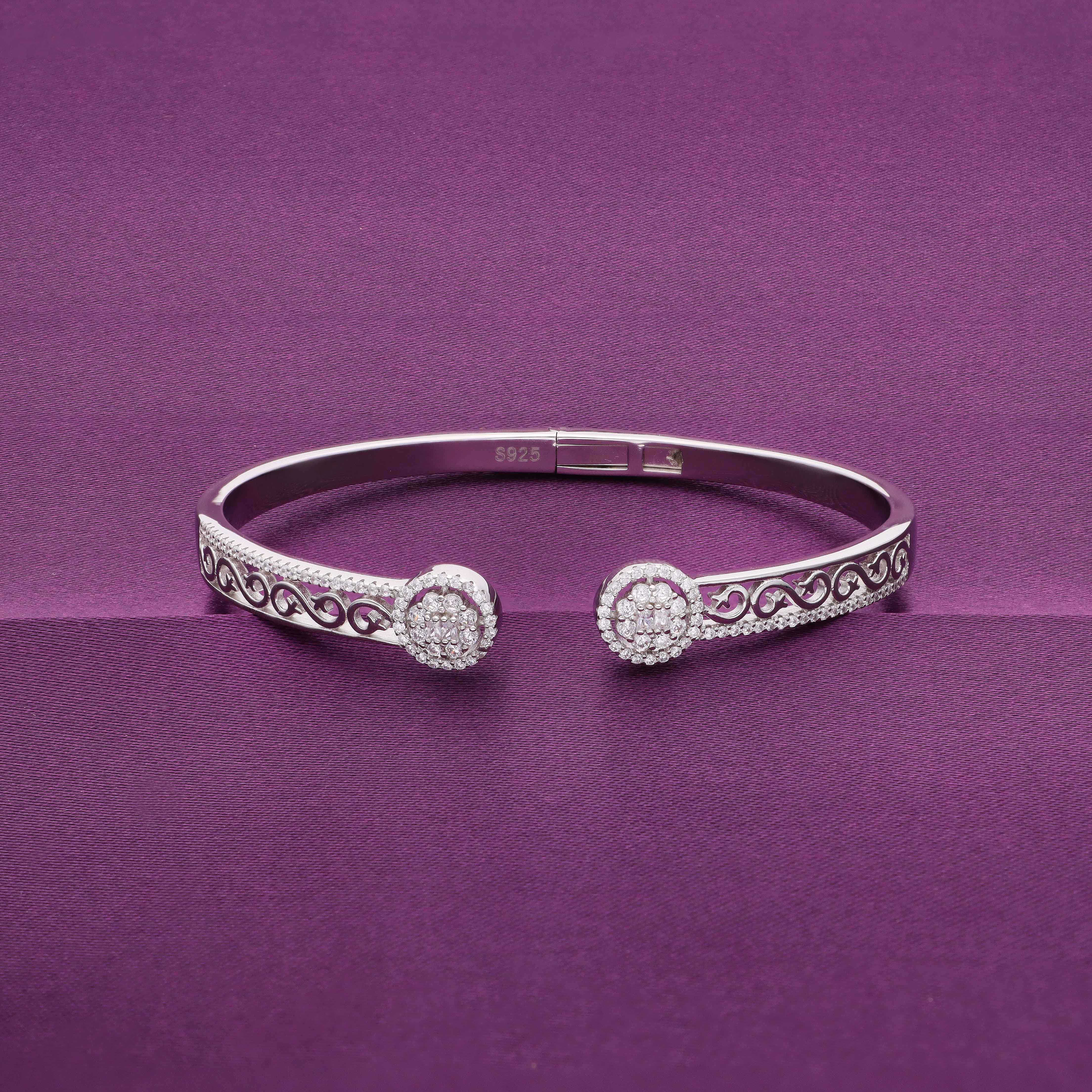 Authentic Twirls Zircon Silver Bangle Bracelet - Image 3