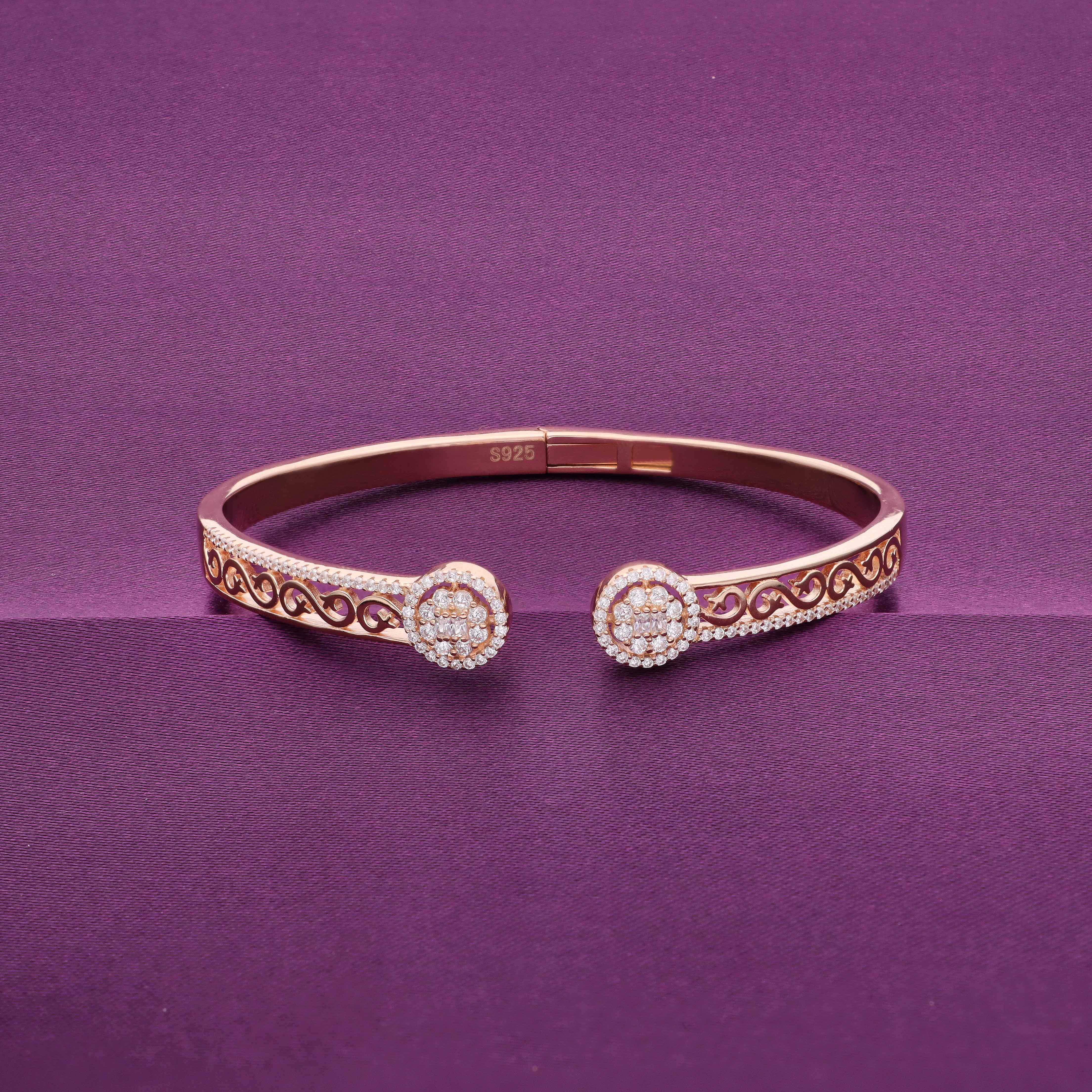 Authentic Twirls Zircon Silver Bangle Bracelet - Image 4