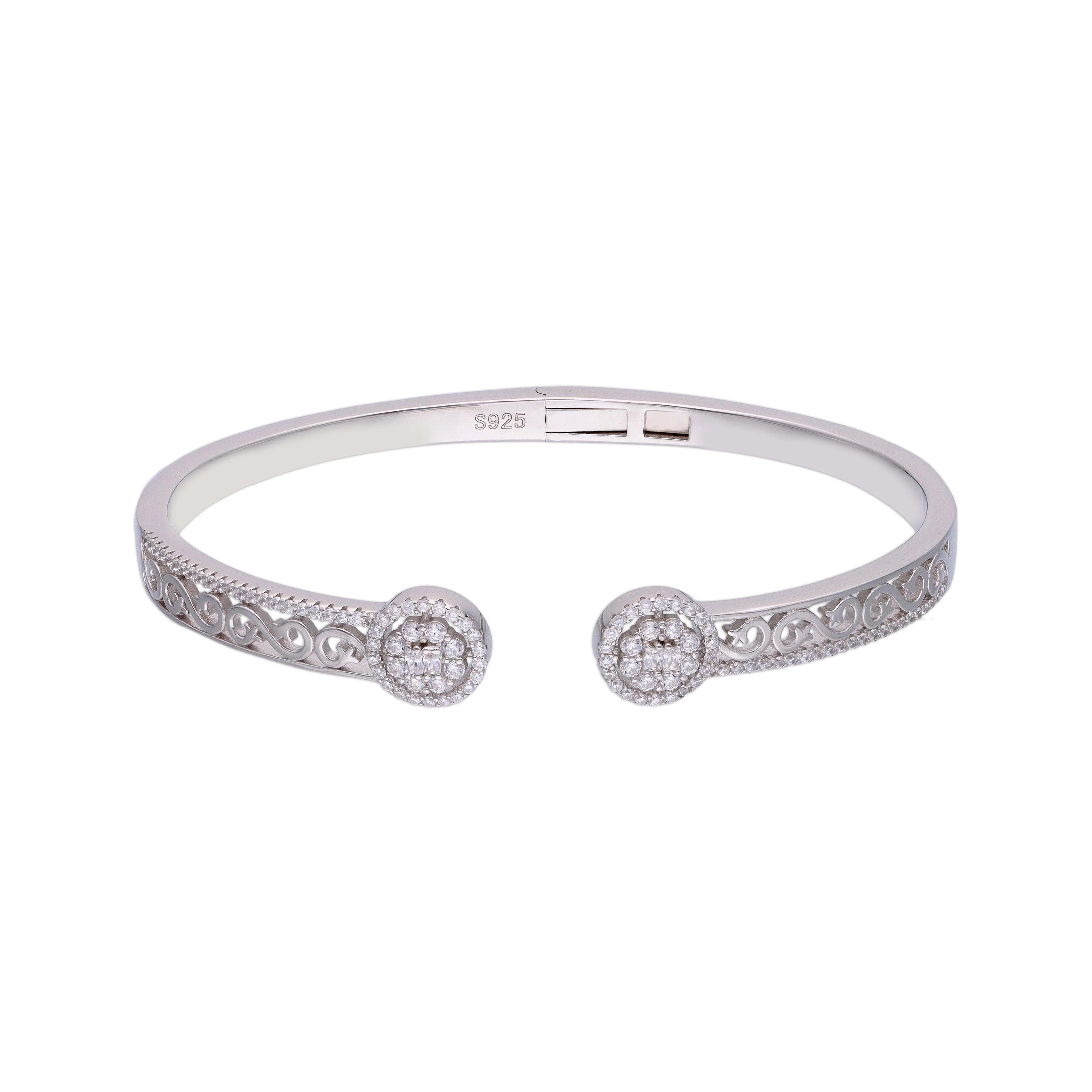 Authentic Twirls Zircon Silver Bangle Bracelet - Image 5