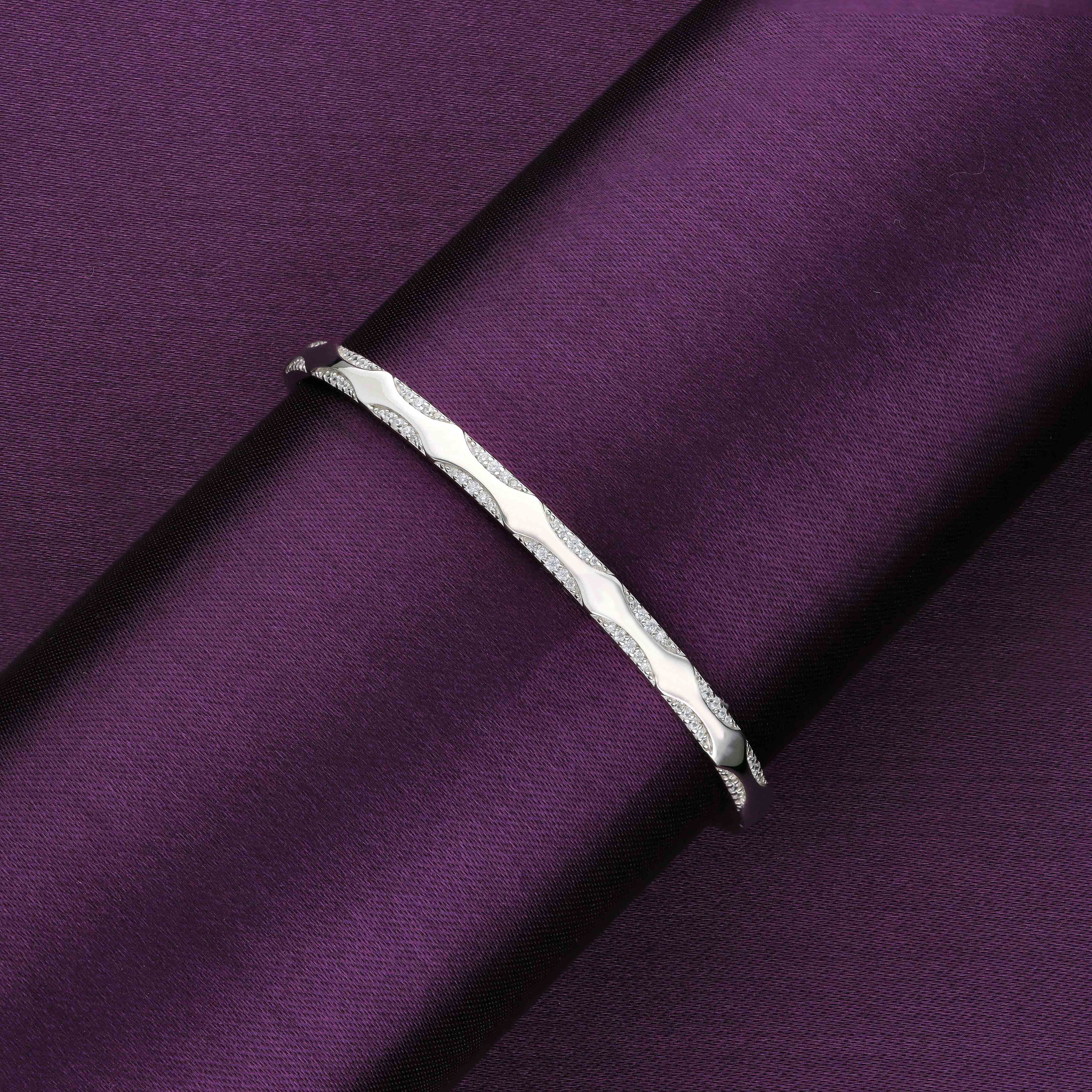Stunning Semi Zircon Silver Bangle Bracelet - Image 3