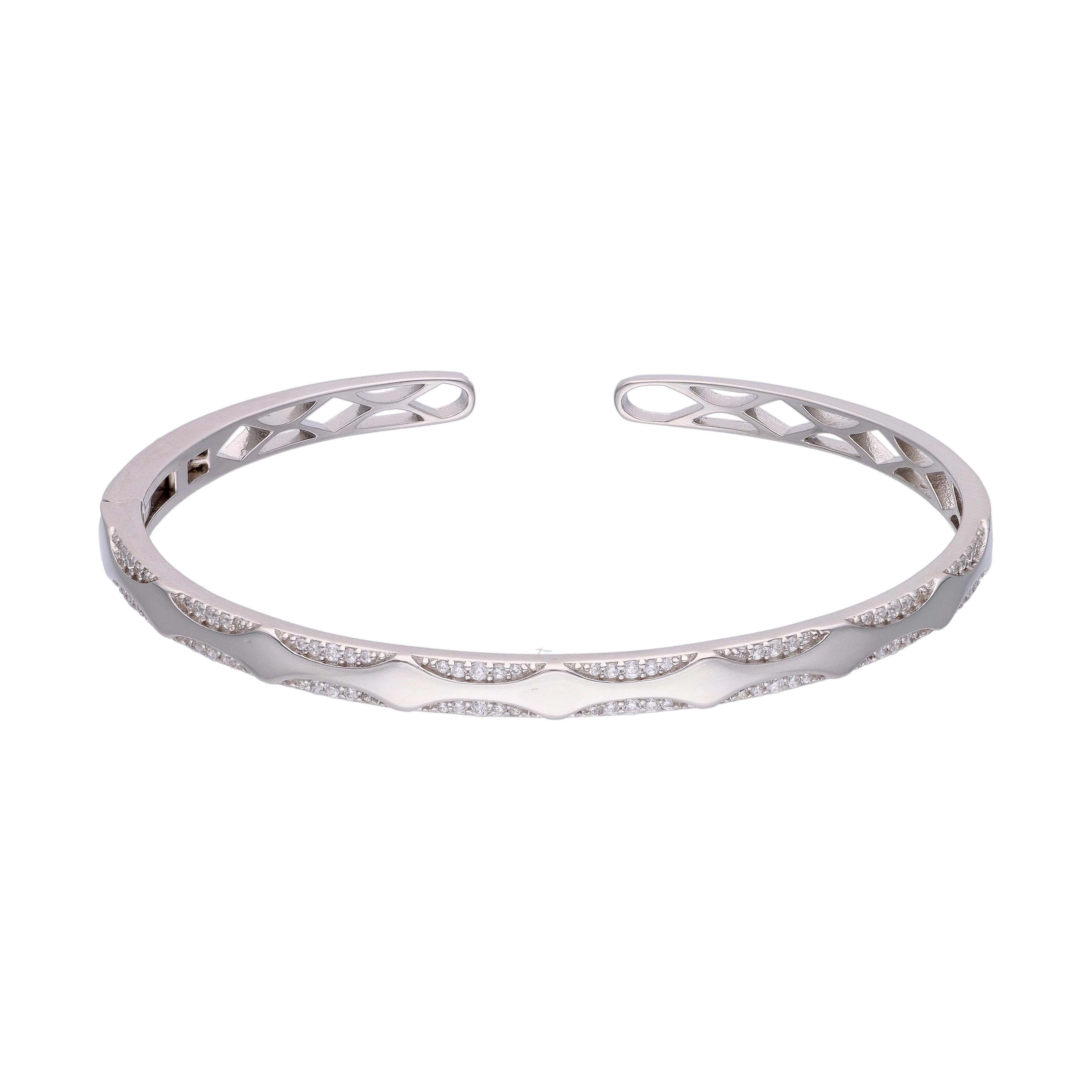 Stunning Semi Zircon Silver Bangle Bracelet - Image 5