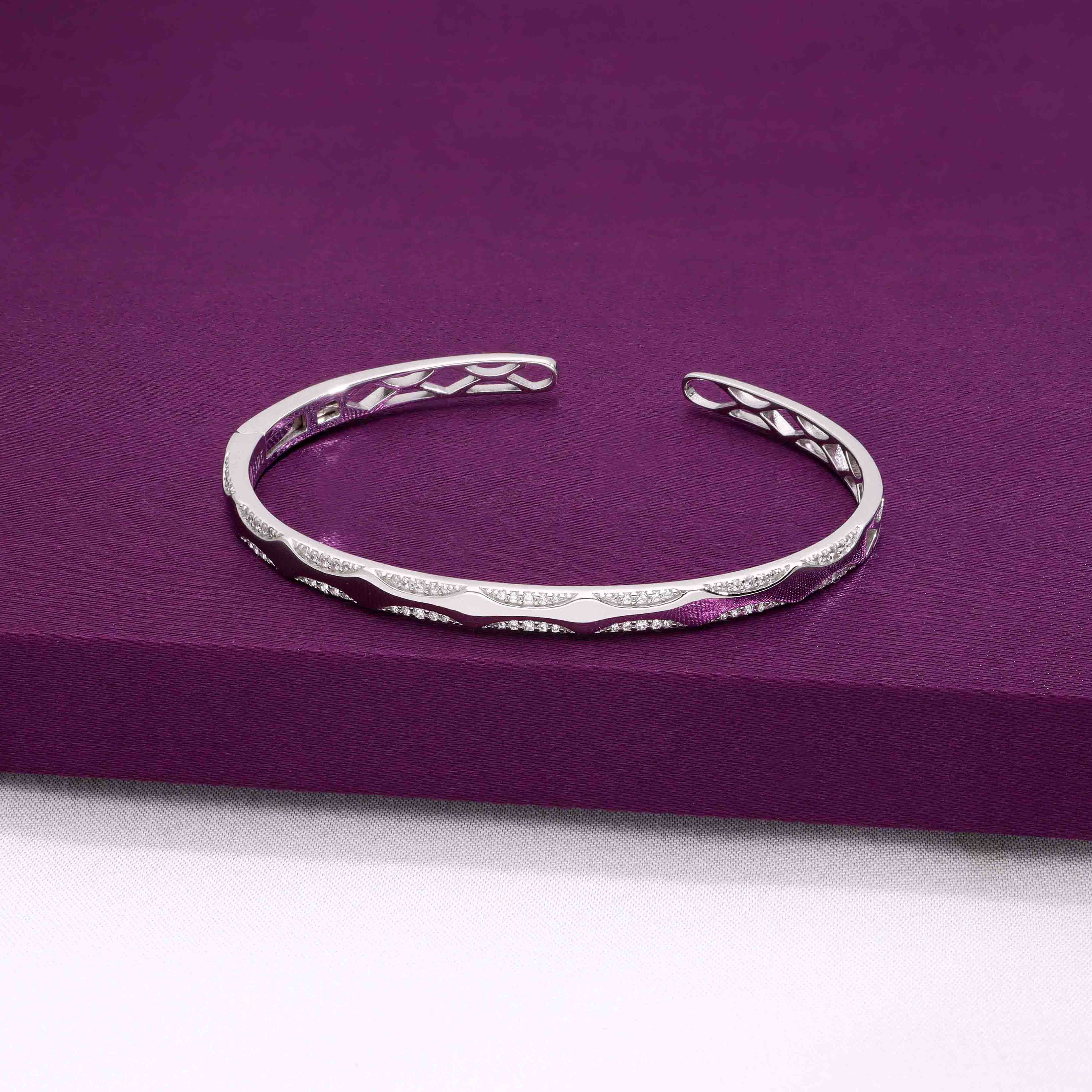 Stunning Semi Zircon Silver Bangle Bracelet - Image 8