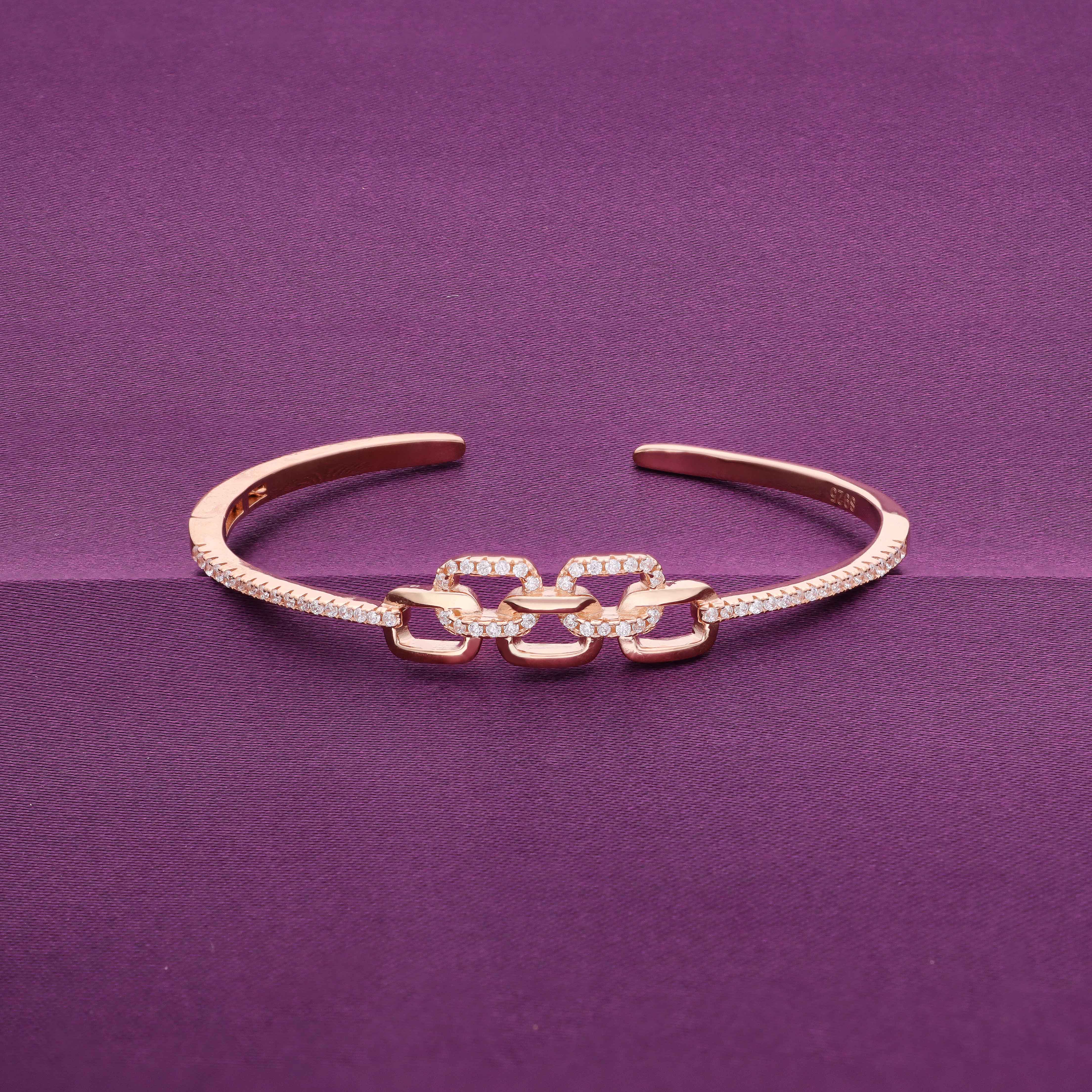 Stunning Intertwined Chain Silver Bangle Bracelet - Image 4