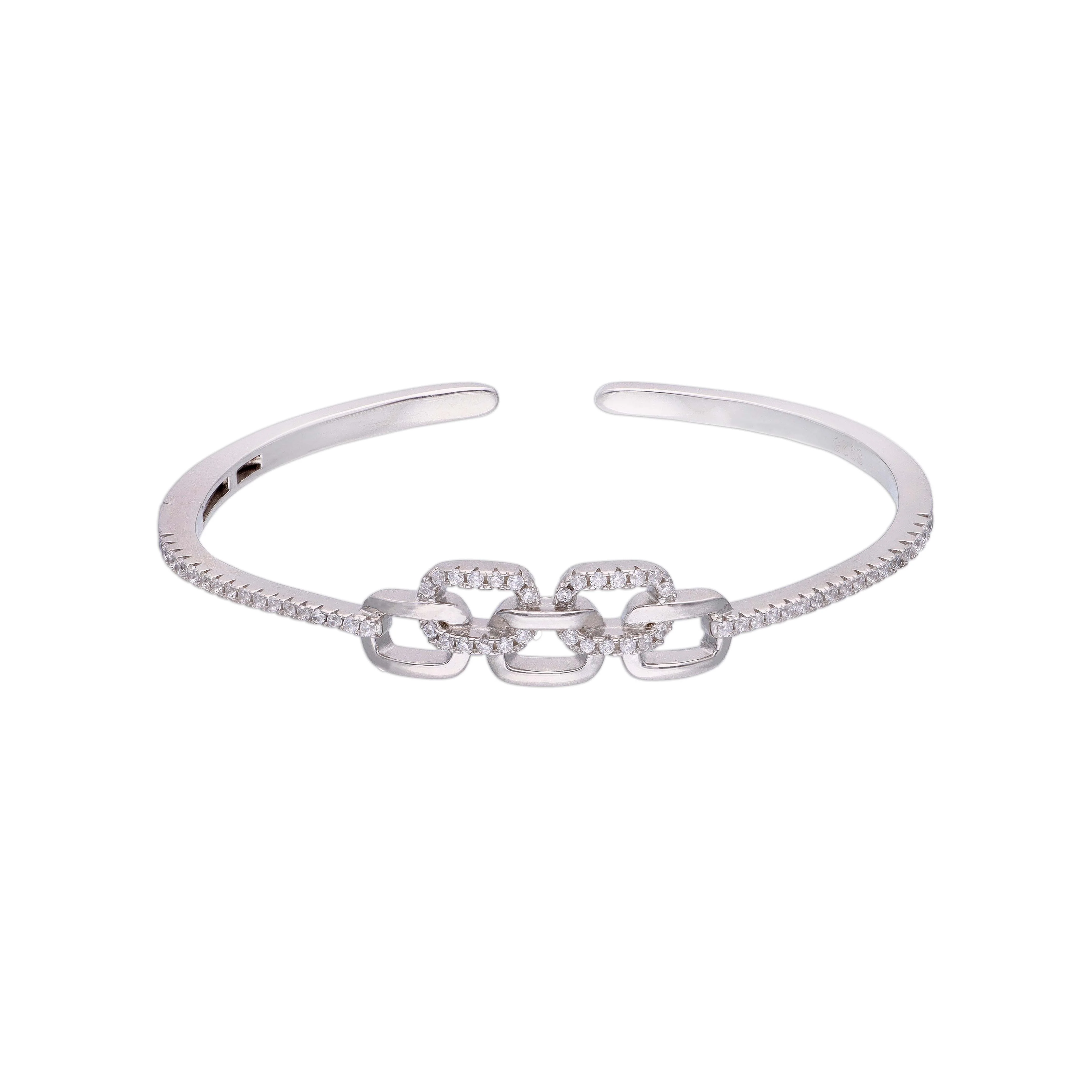Stunning Intertwined Chain Silver Bangle Bracelet - Image 5