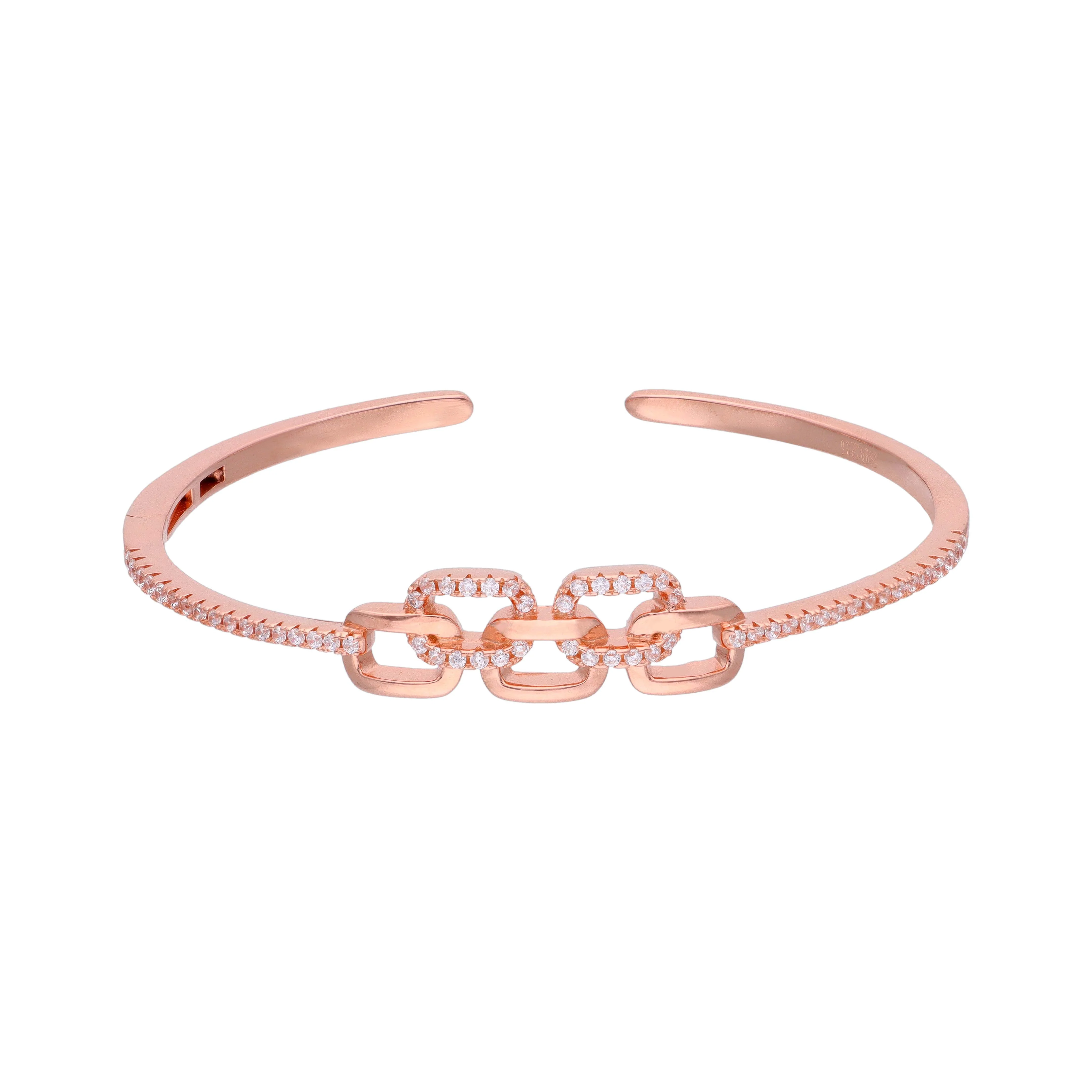 Stunning Intertwined Chain Silver Bangle Bracelet - Image 6