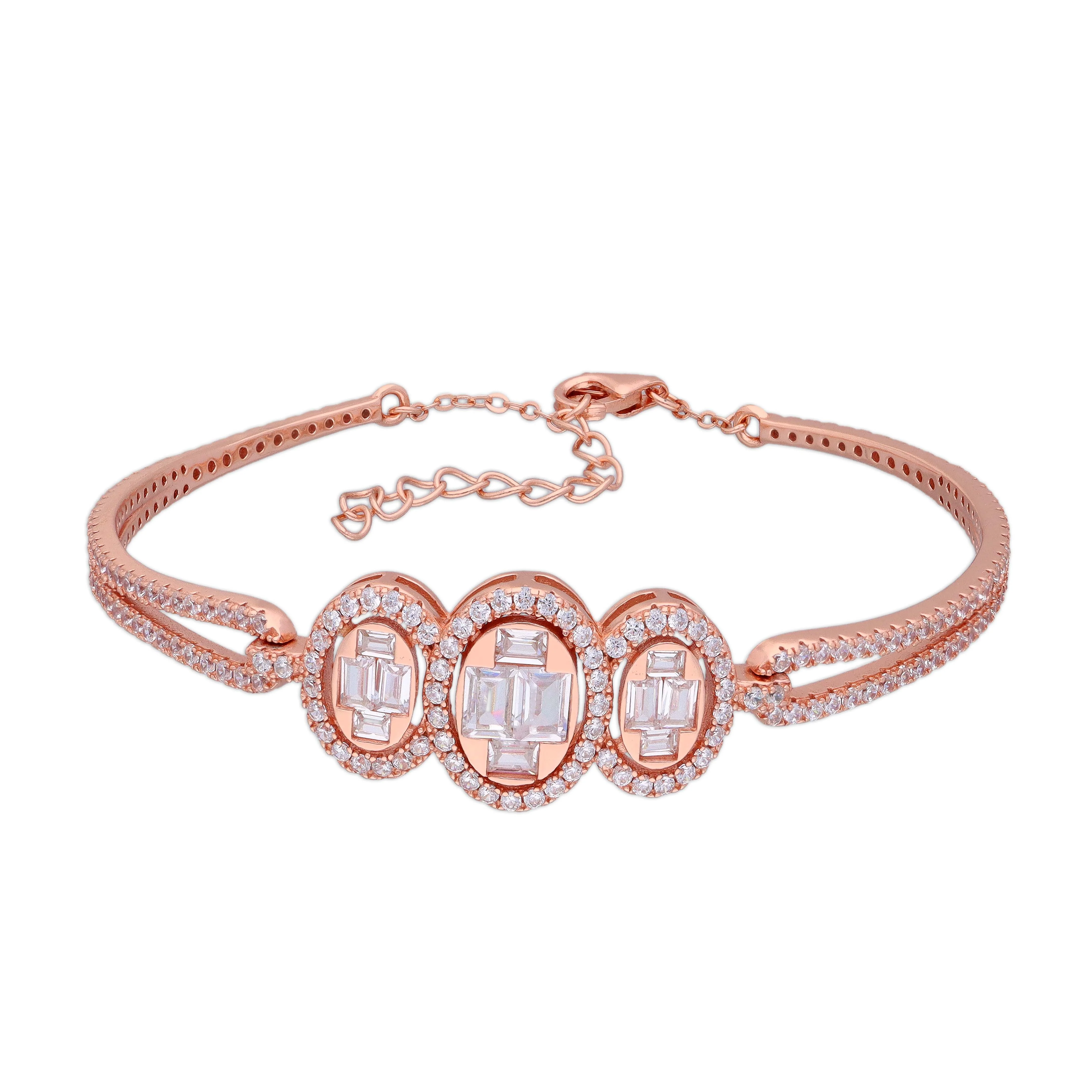 Tranquil Triplets Rose Gold Bangle Bracelet - Image 3