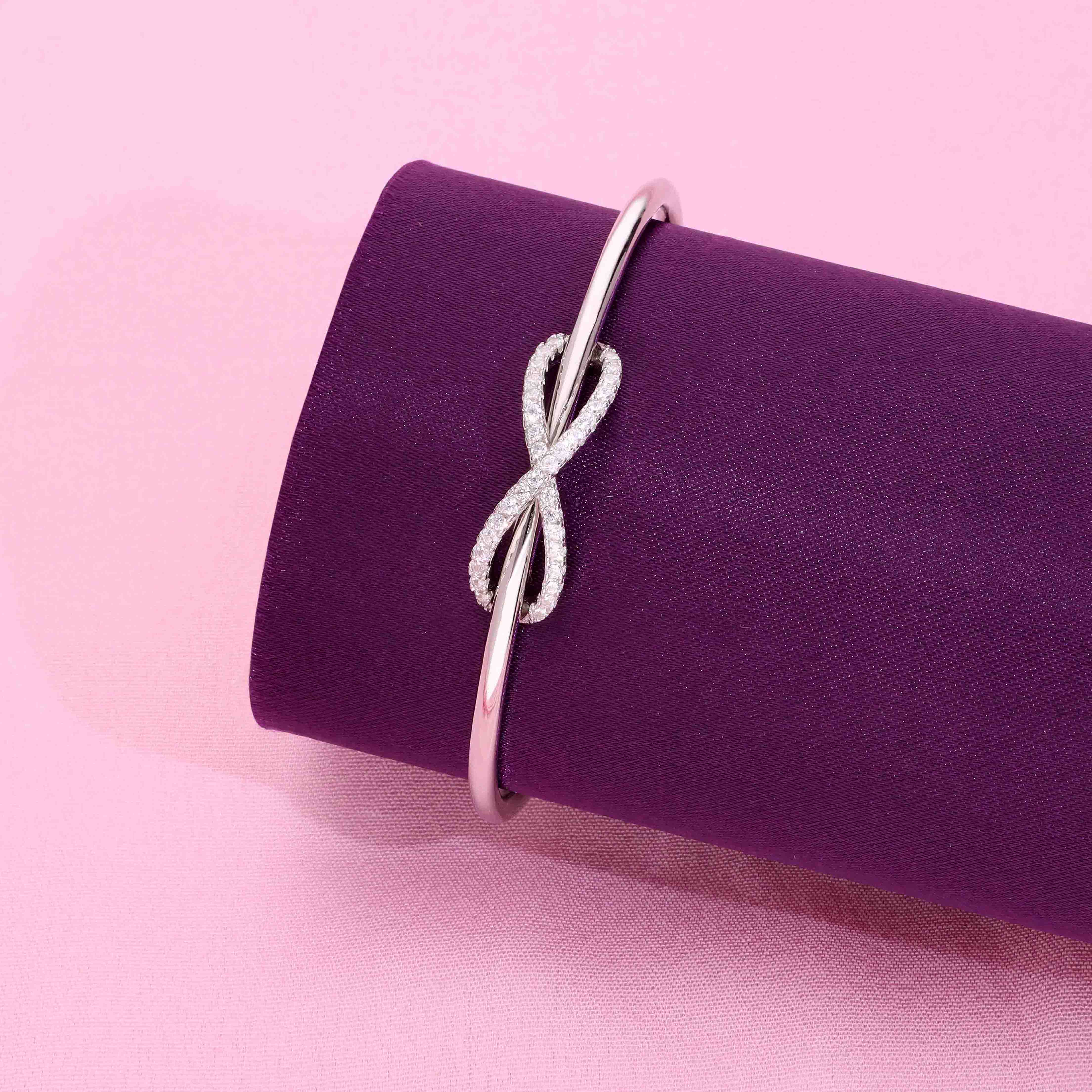 CLASSIC INFINITY SILVER BANGLE BRACELET - Image 5