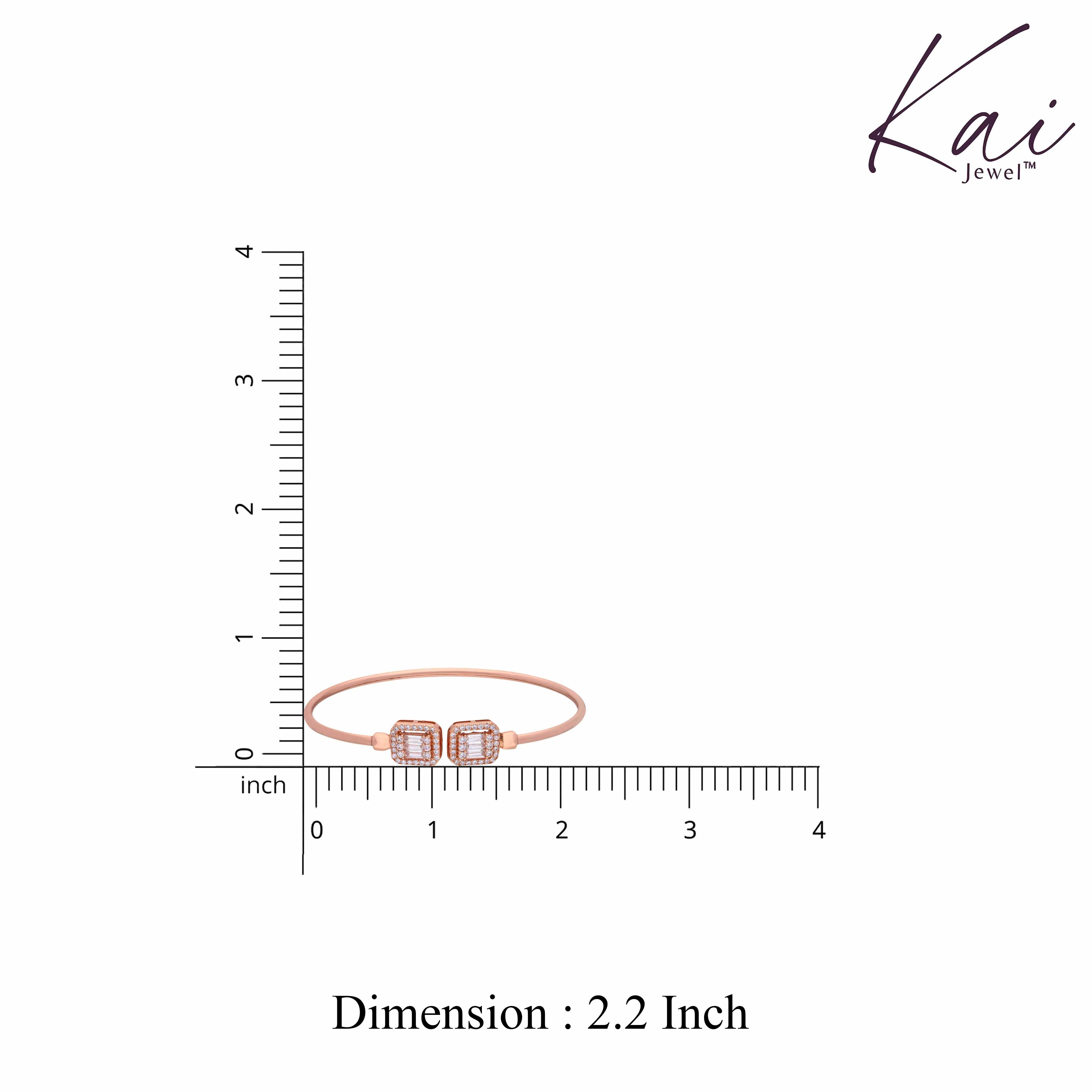 Stunning Square Baguettes Rose Gold Bangle Bracelet - Image 4