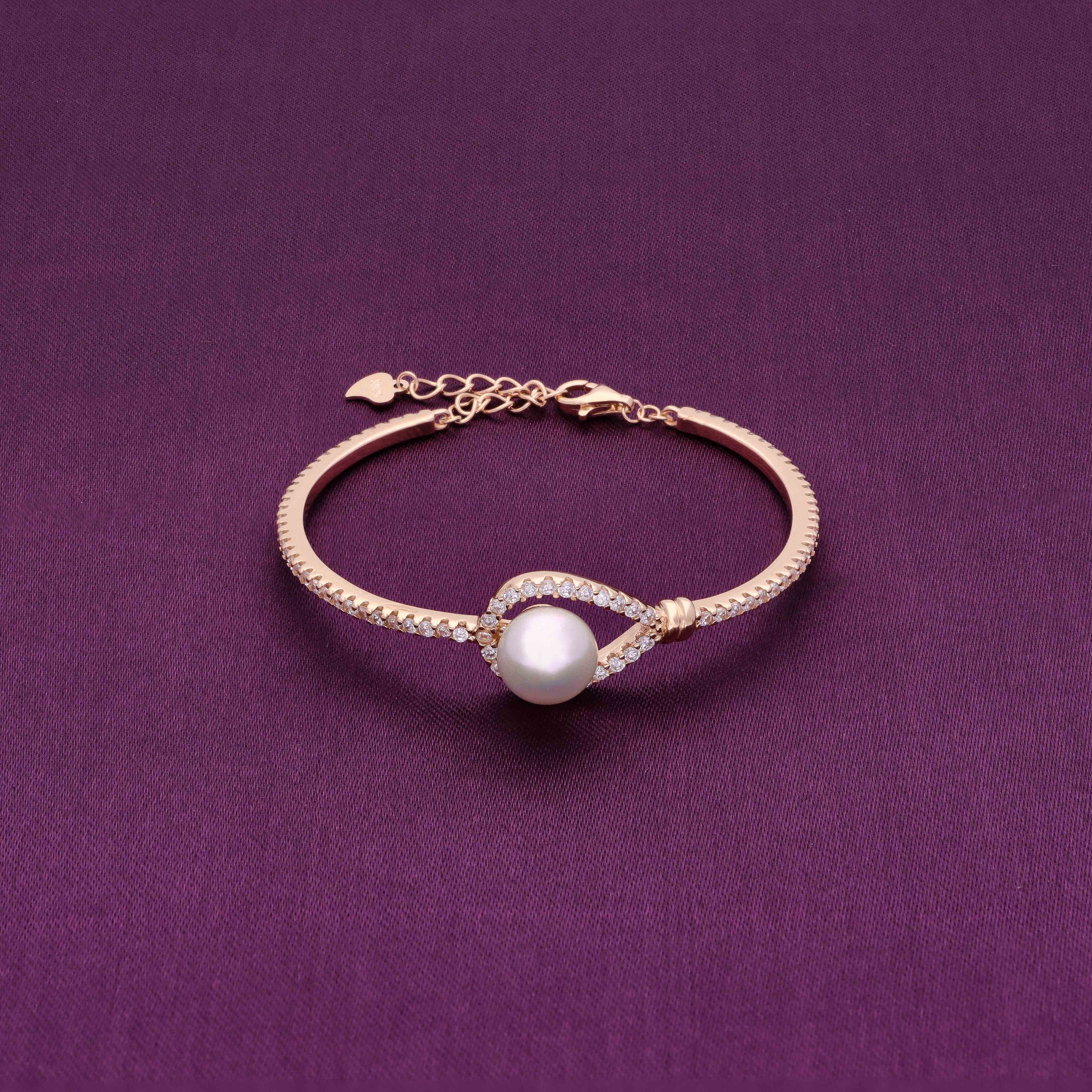 Enclosed Pearl Silver Bracelet - Image 2