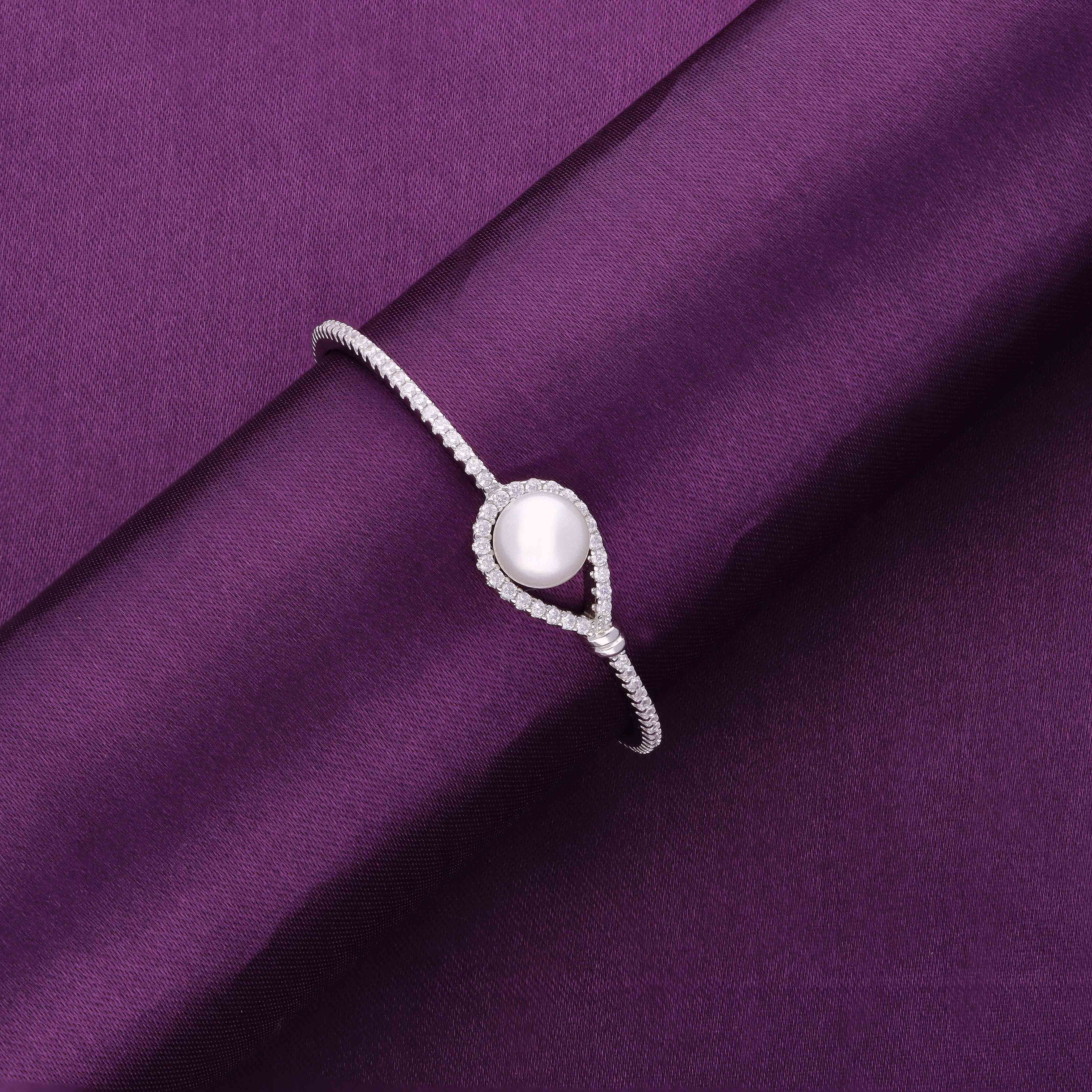 Enclosed Pearl Silver Bracelet - Image 3