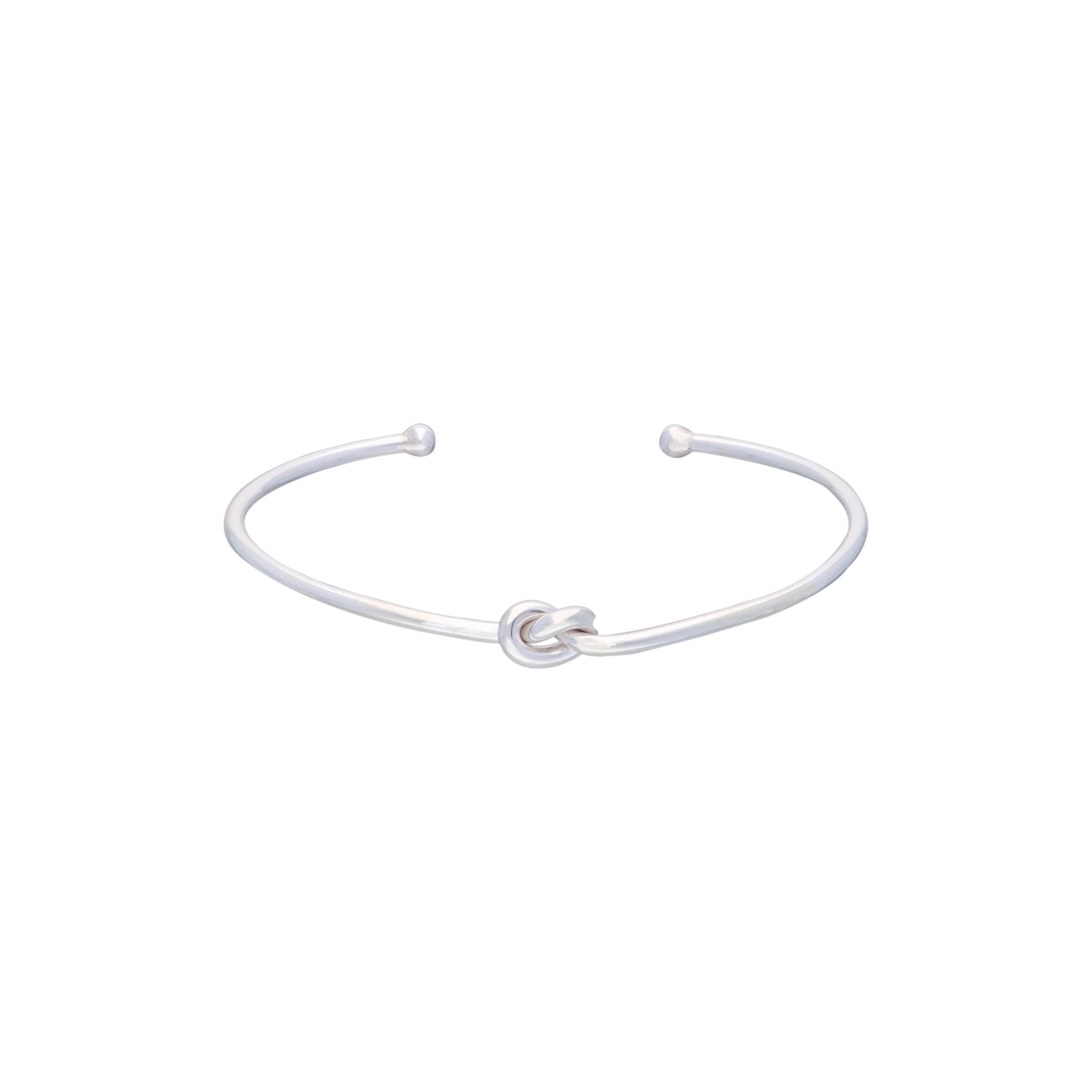 Shimmering Slipknot Silver Bangle Bracelet - Image 3