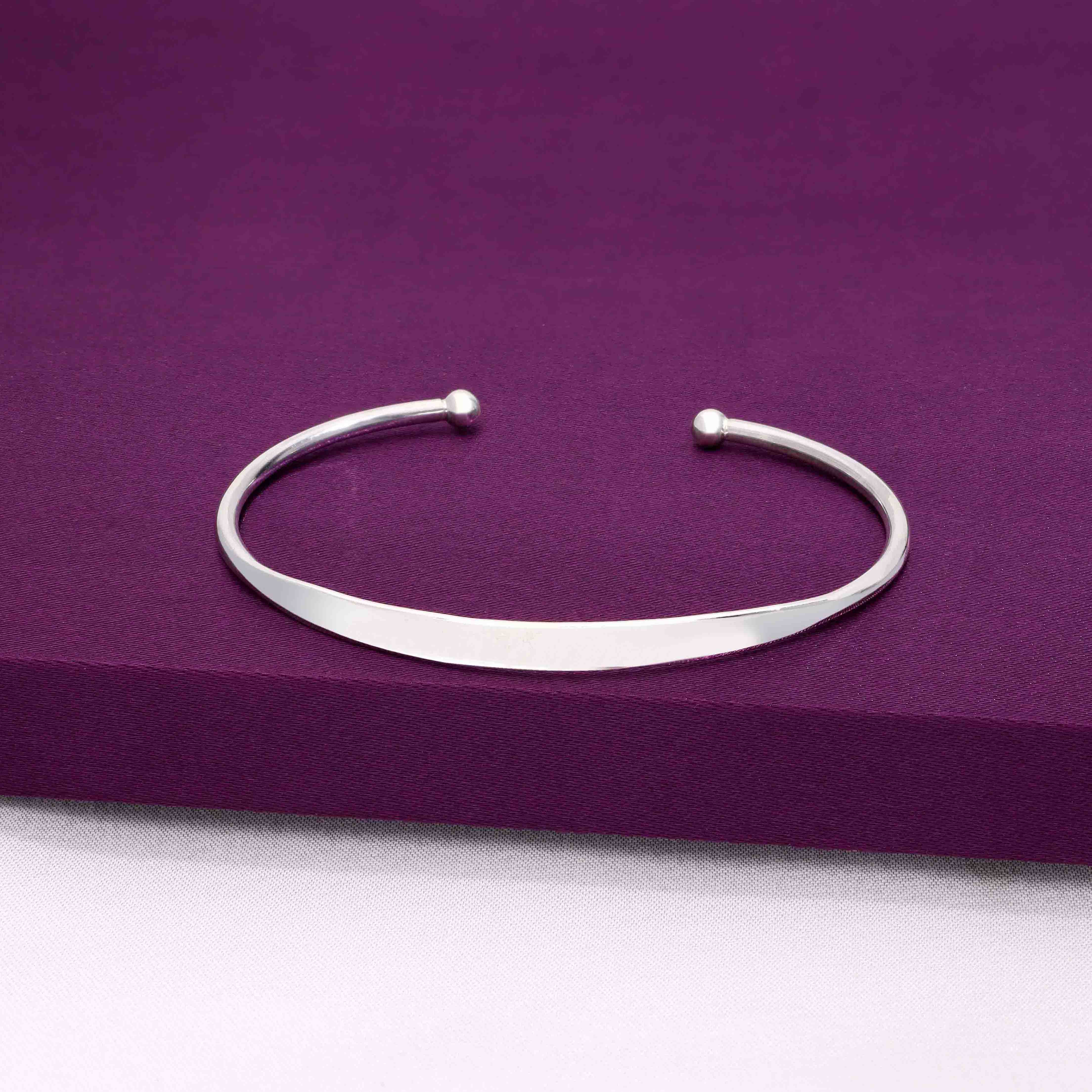 Simple Elegance Silver Bangle Bracelet - Image 5