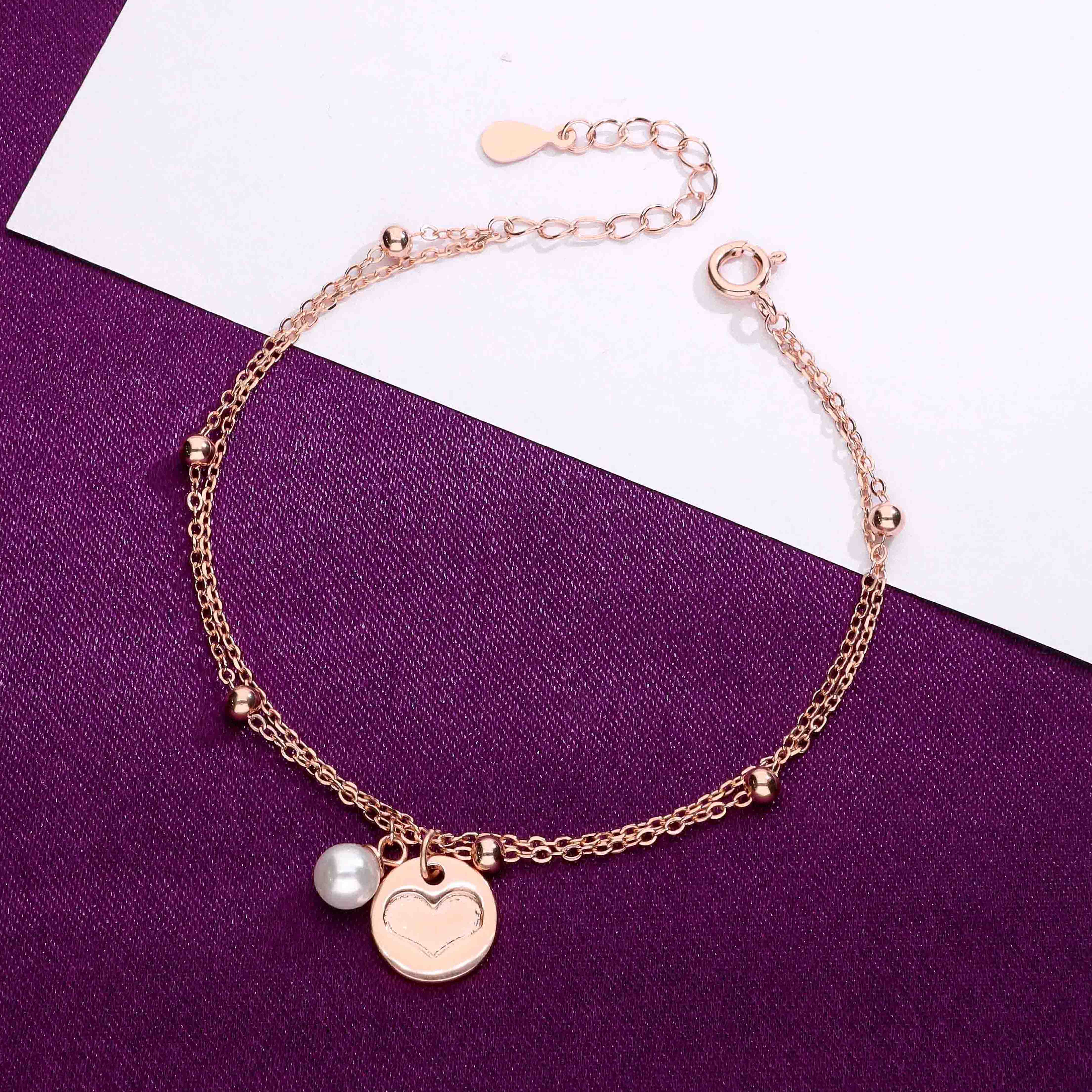 Sterling Silver Hearts & Pearl Charm Bracelet - Image 8