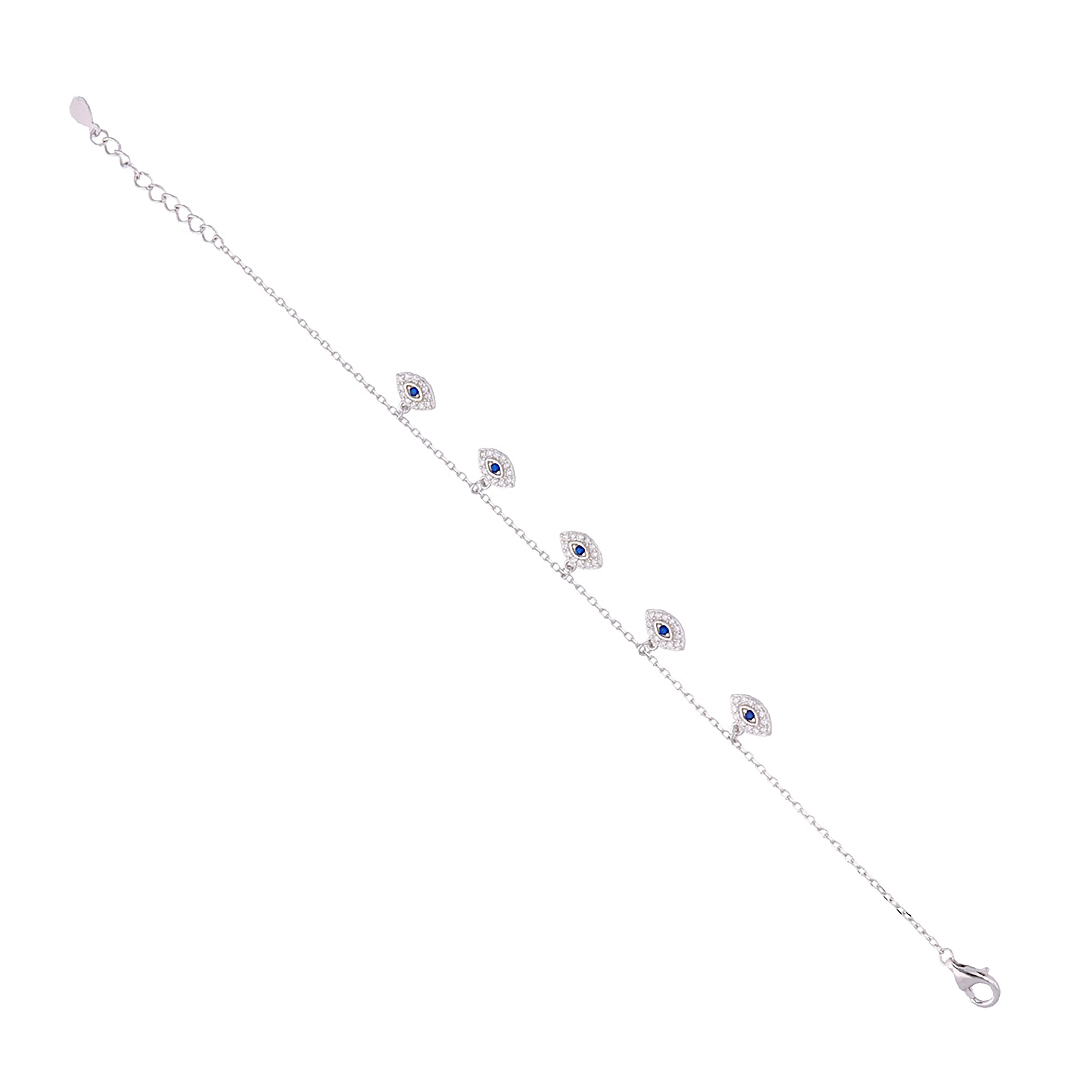 Sterling Silver Trendy Evil Eye Charm Bracelet - Image 3