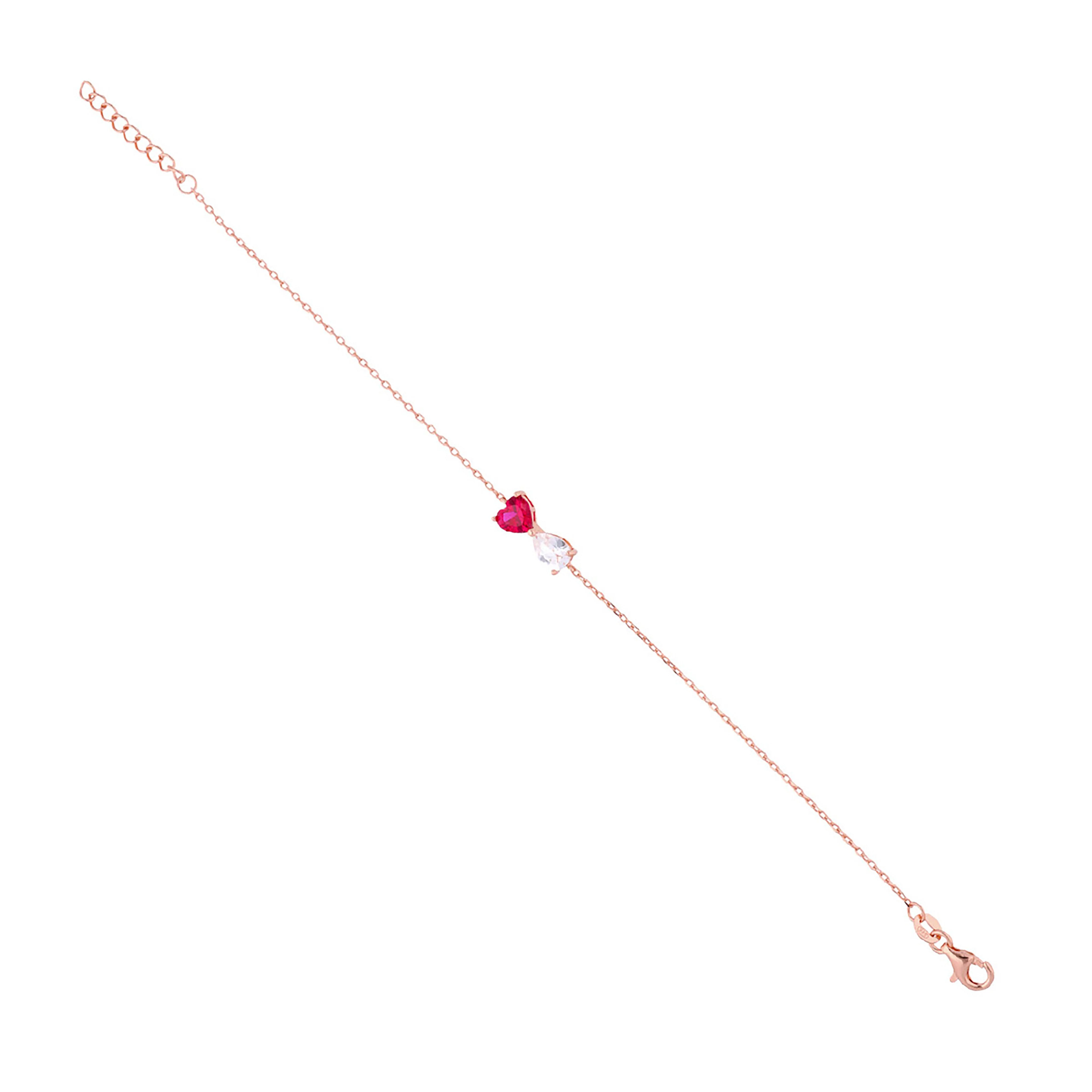Red Heart Solitaire Silver Casual Bracelet - Image 5
